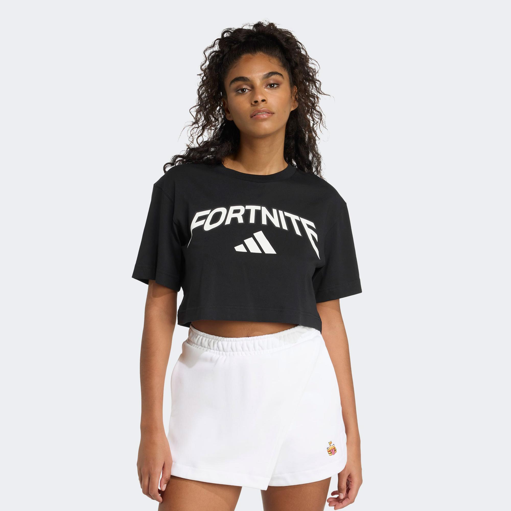 adidas Fortnite Crop Kadın Siyah T-Shirt