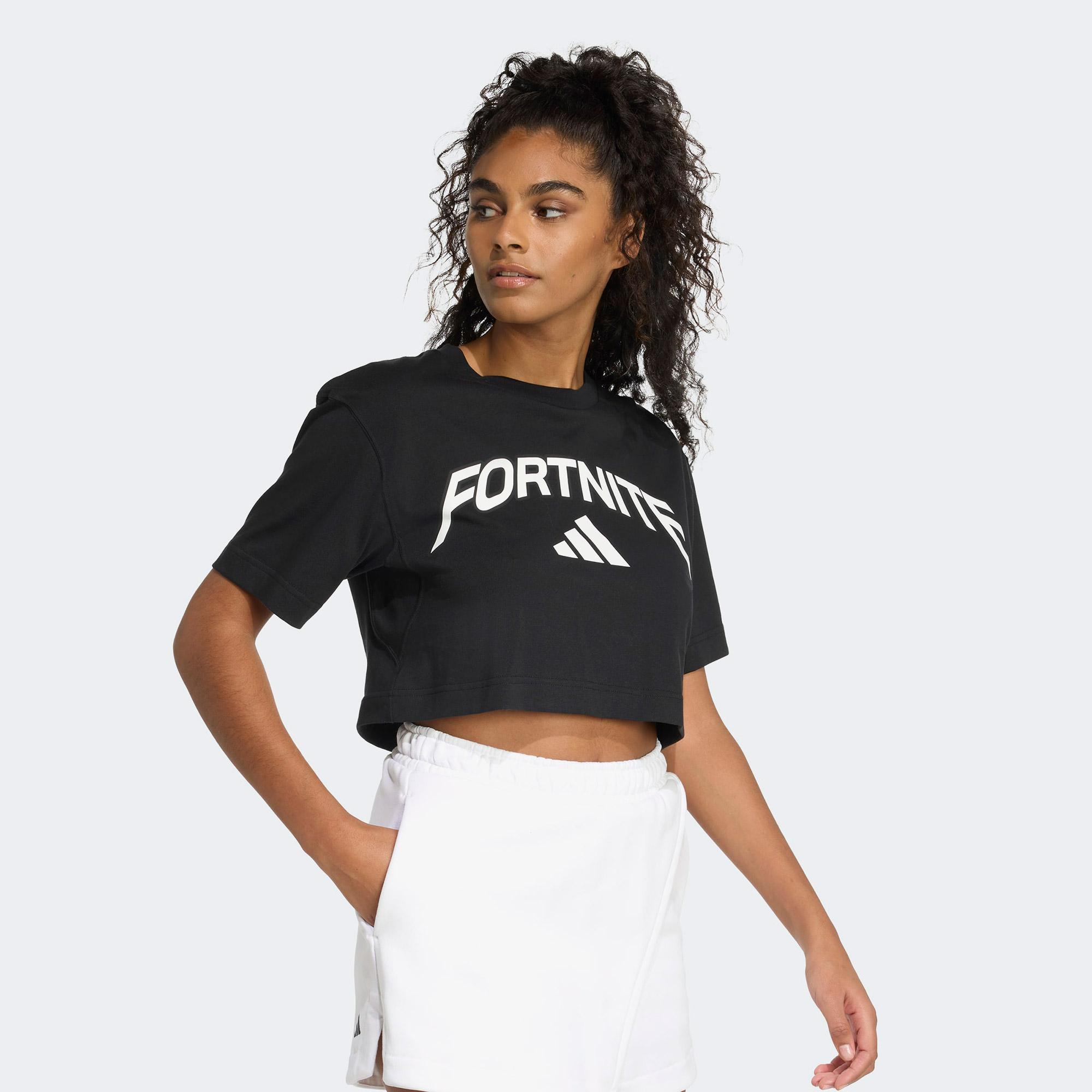 adidas Fortnite Crop Kadın Siyah T-Shirt