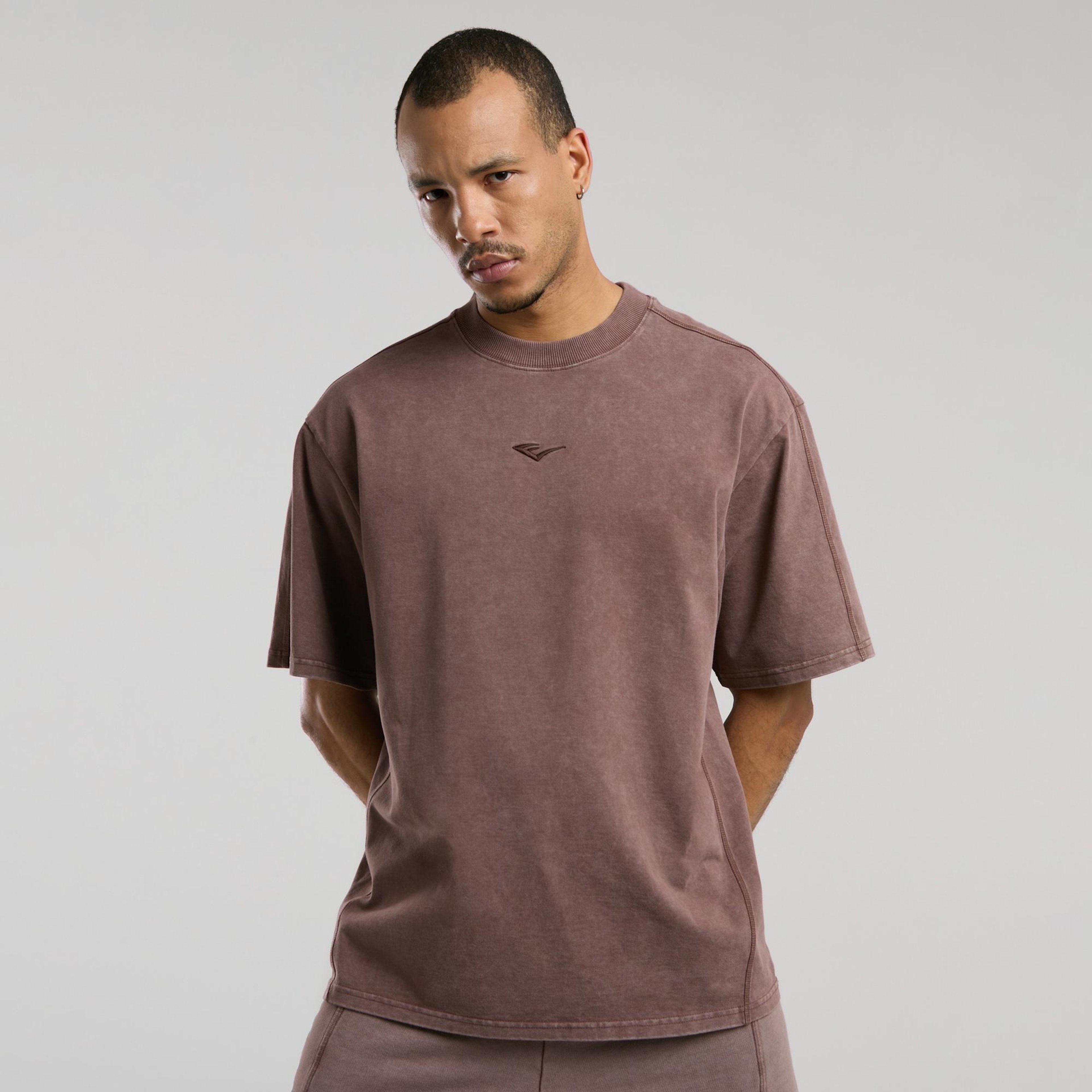 Everlast Bronx 1910 Oversize Yıkamalı Erkek Kahverengi T-Shirt