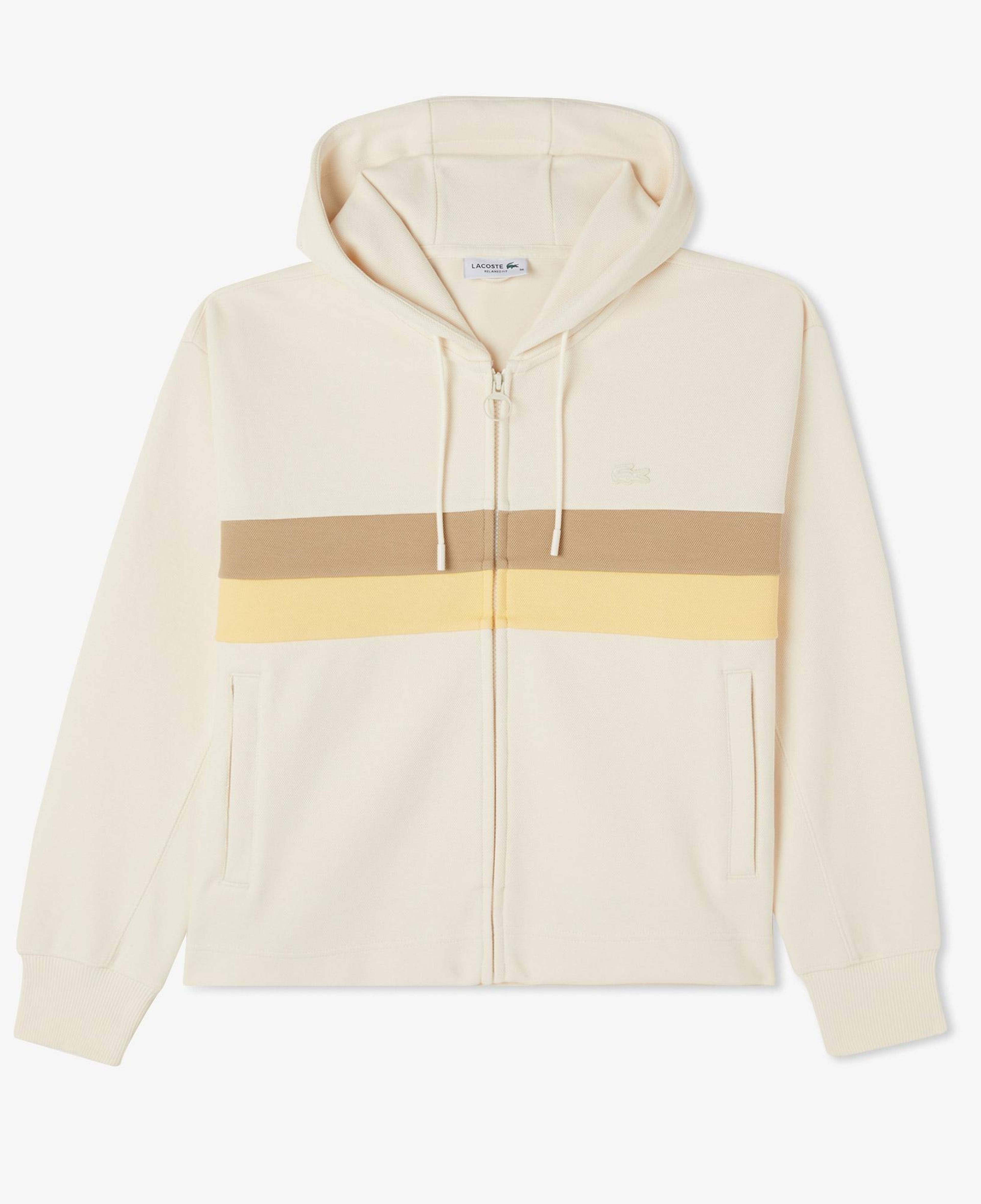 Lacoste Kadın Relaxed Fit Kapüşonlu Renk Bloklu Krem Sweatshirt