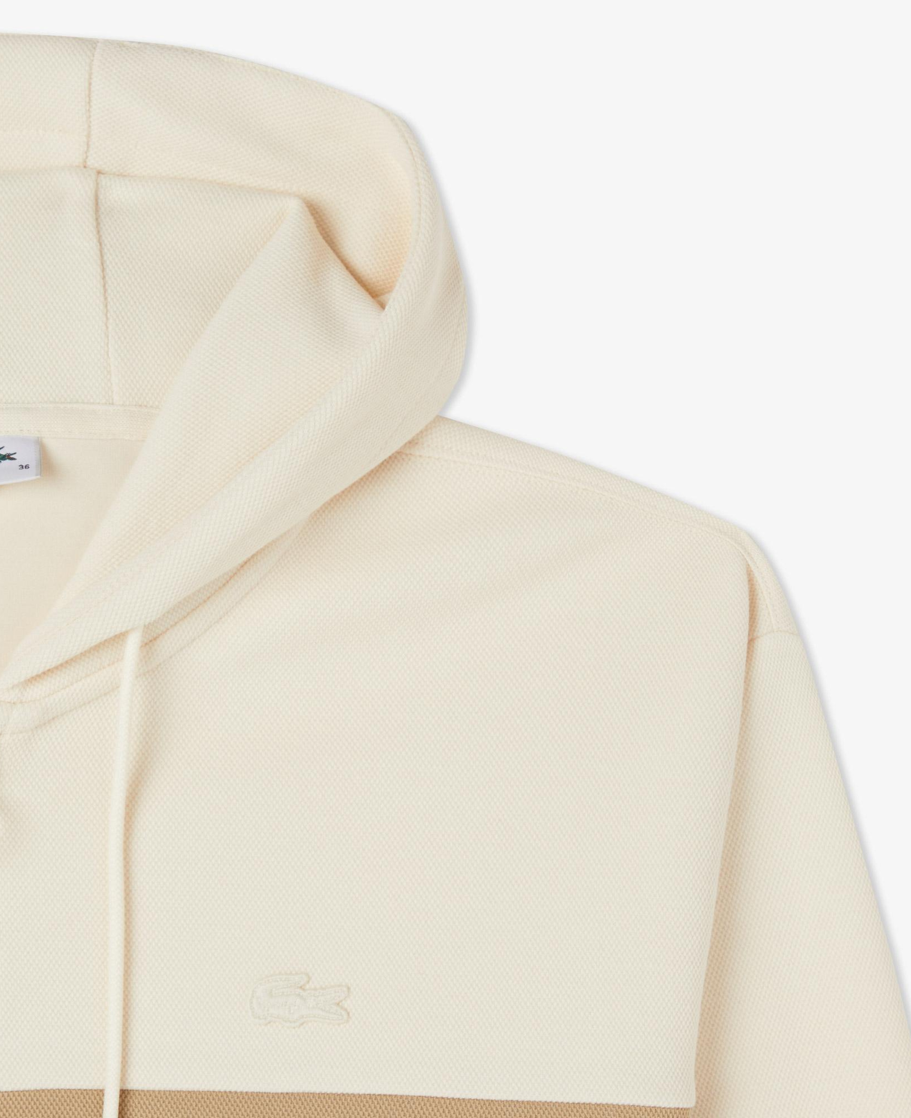 Lacoste Kadın Relaxed Fit Kapüşonlu Renk Bloklu Krem Sweatshirt