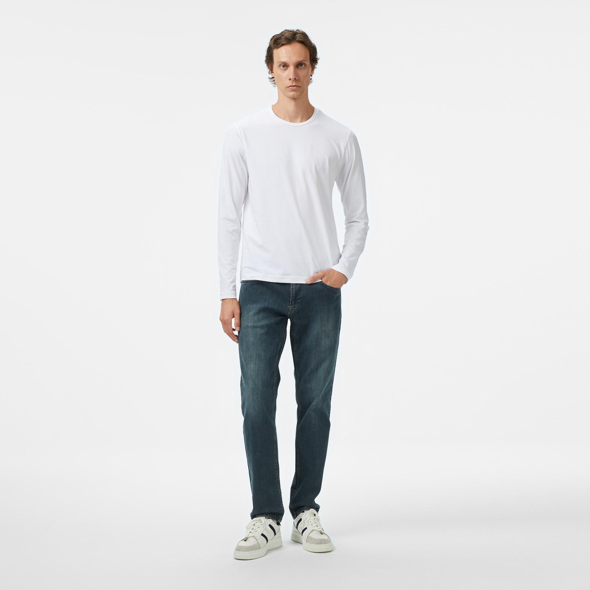 Nautica Erkek Beyaz Classic Fit Uzun Kollu T-Shirt