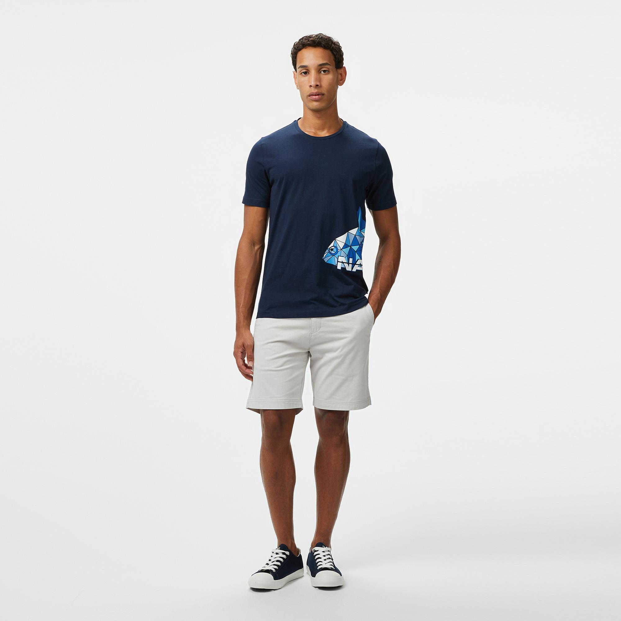 Nautica Erkek Lacivert Regular Fit Baskılı T-Shirt