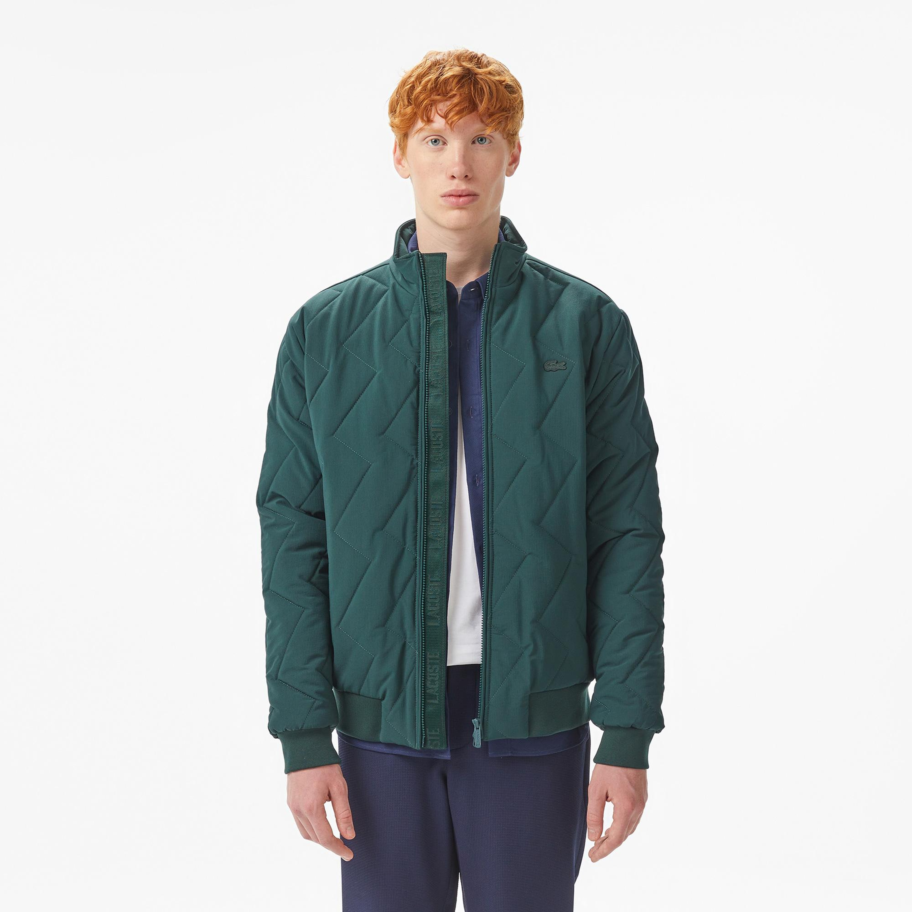 Lacoste Erkek Dik Yaka Kapitone Koyu Yeşil Mont