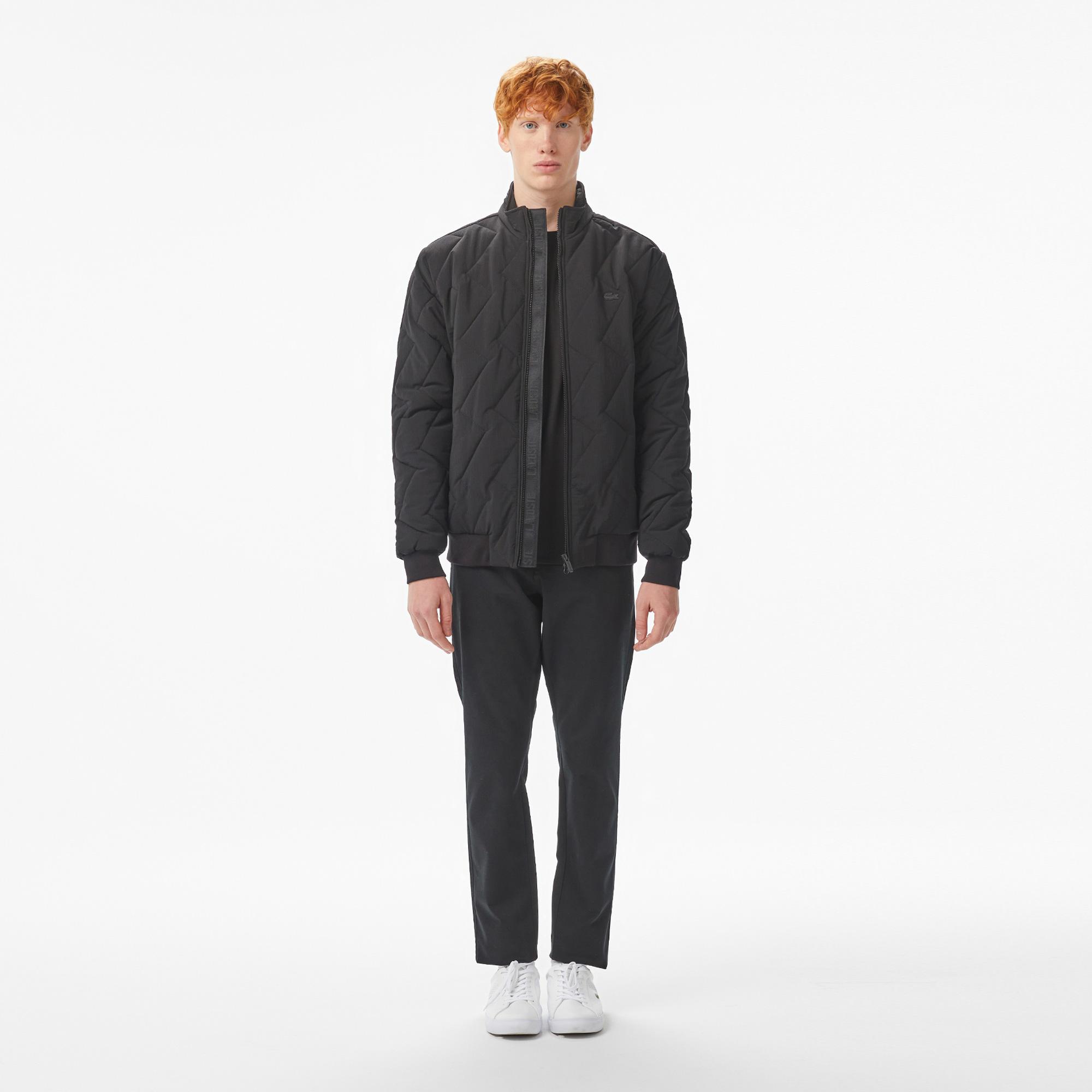 Lacoste Erkek Dik Yaka Kapitone Siyah Mont