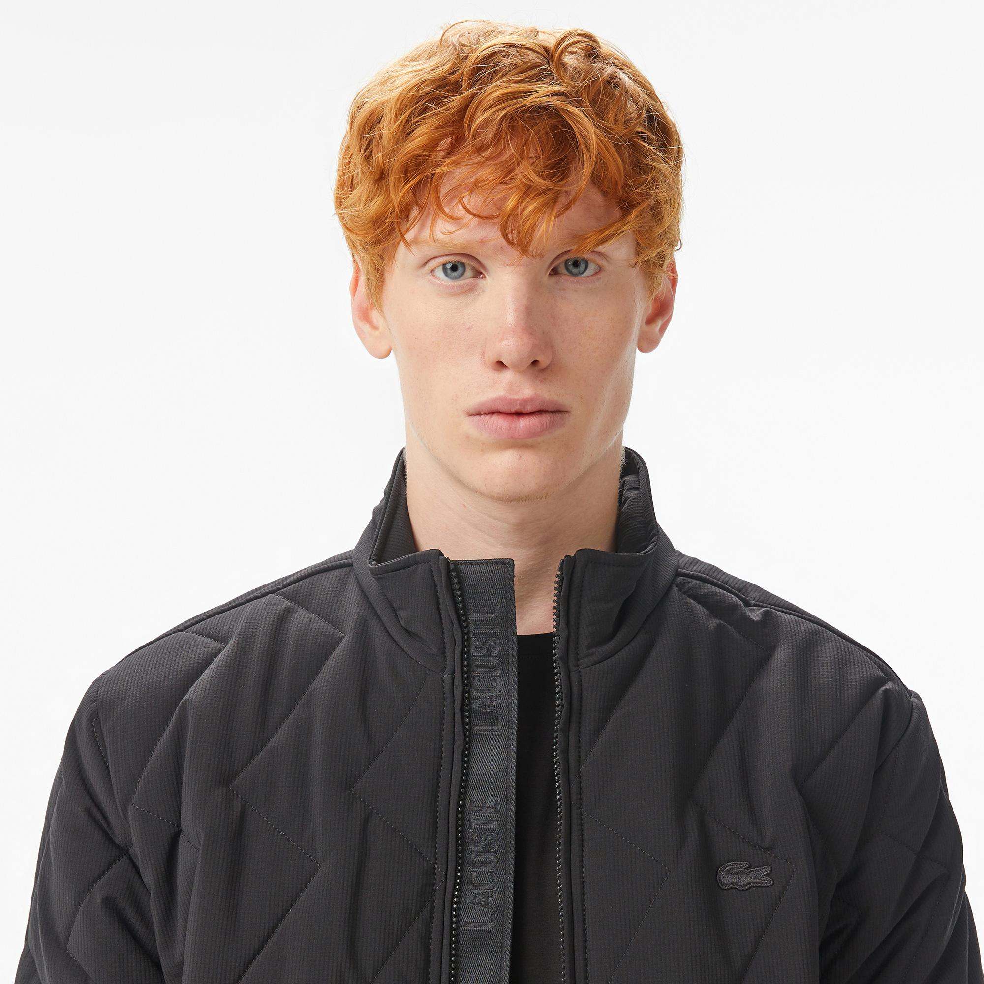 Lacoste Erkek Dik Yaka Kapitone Siyah Mont