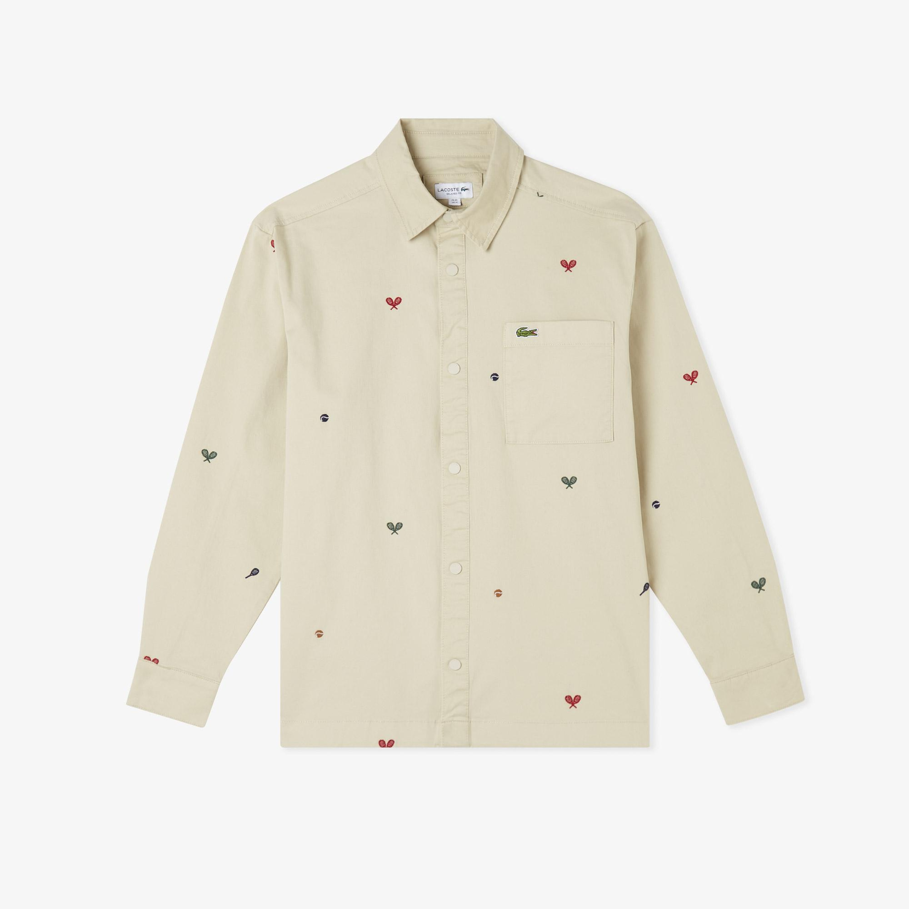 Lacoste Erkek Regular Fit Desenli Bej Gömlek