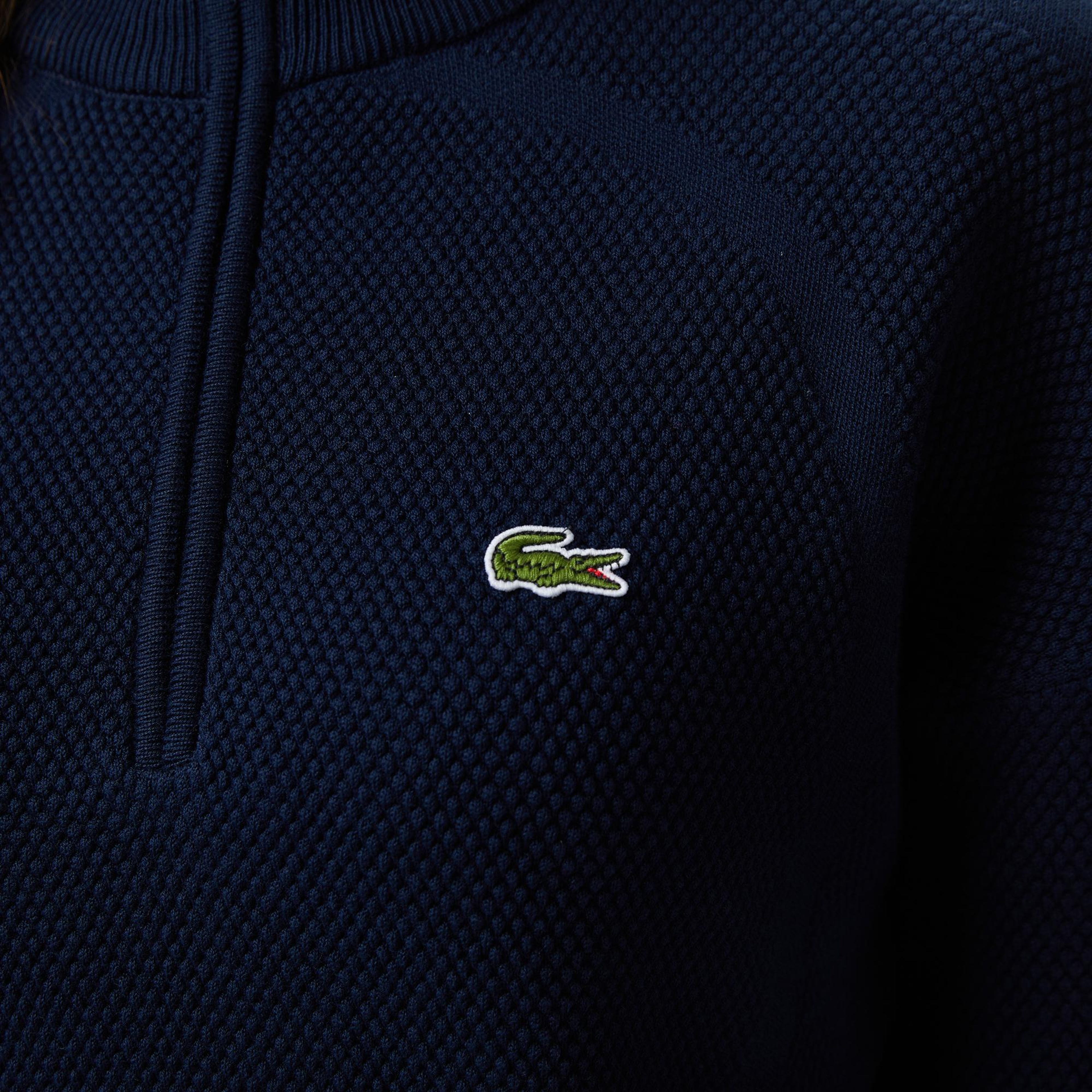 Lacoste Kadın Relaxed Fit Yarım Fermuarlı Lacivert Kazak