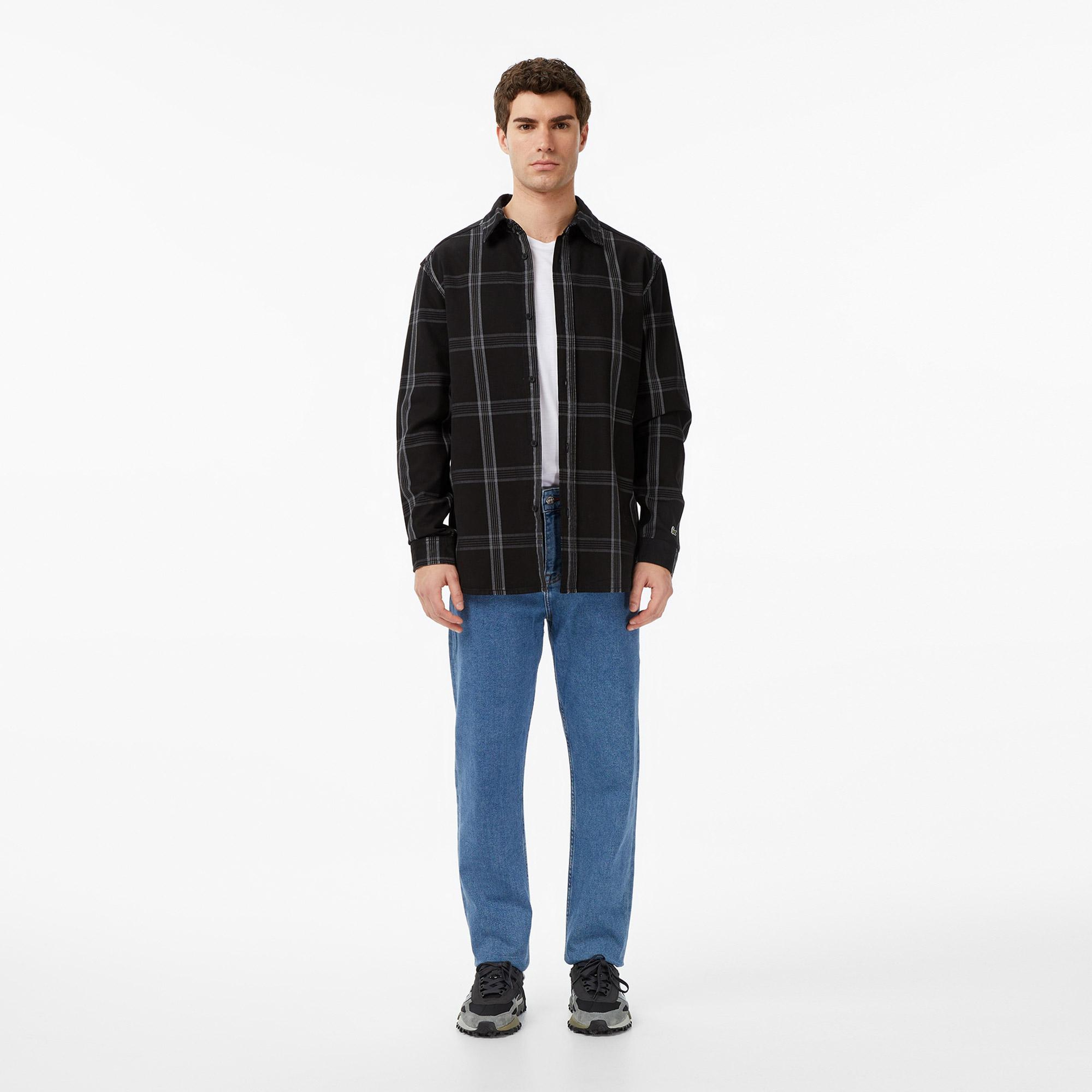 Lacoste Erkek Regular Fit Kareli Siyah Gömlek