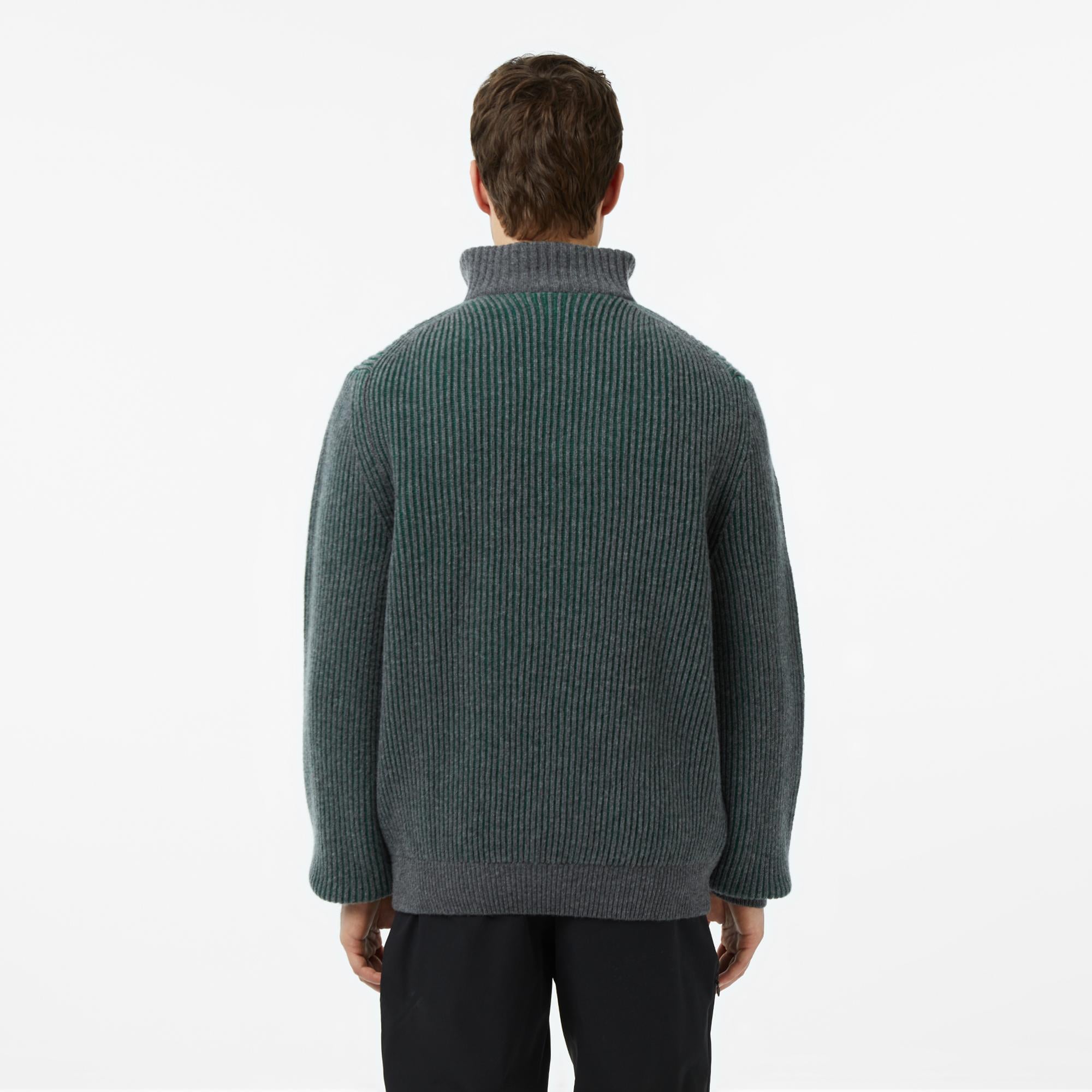 Lacoste Erkek Classic Fit Polo Yaka Gri Kazak