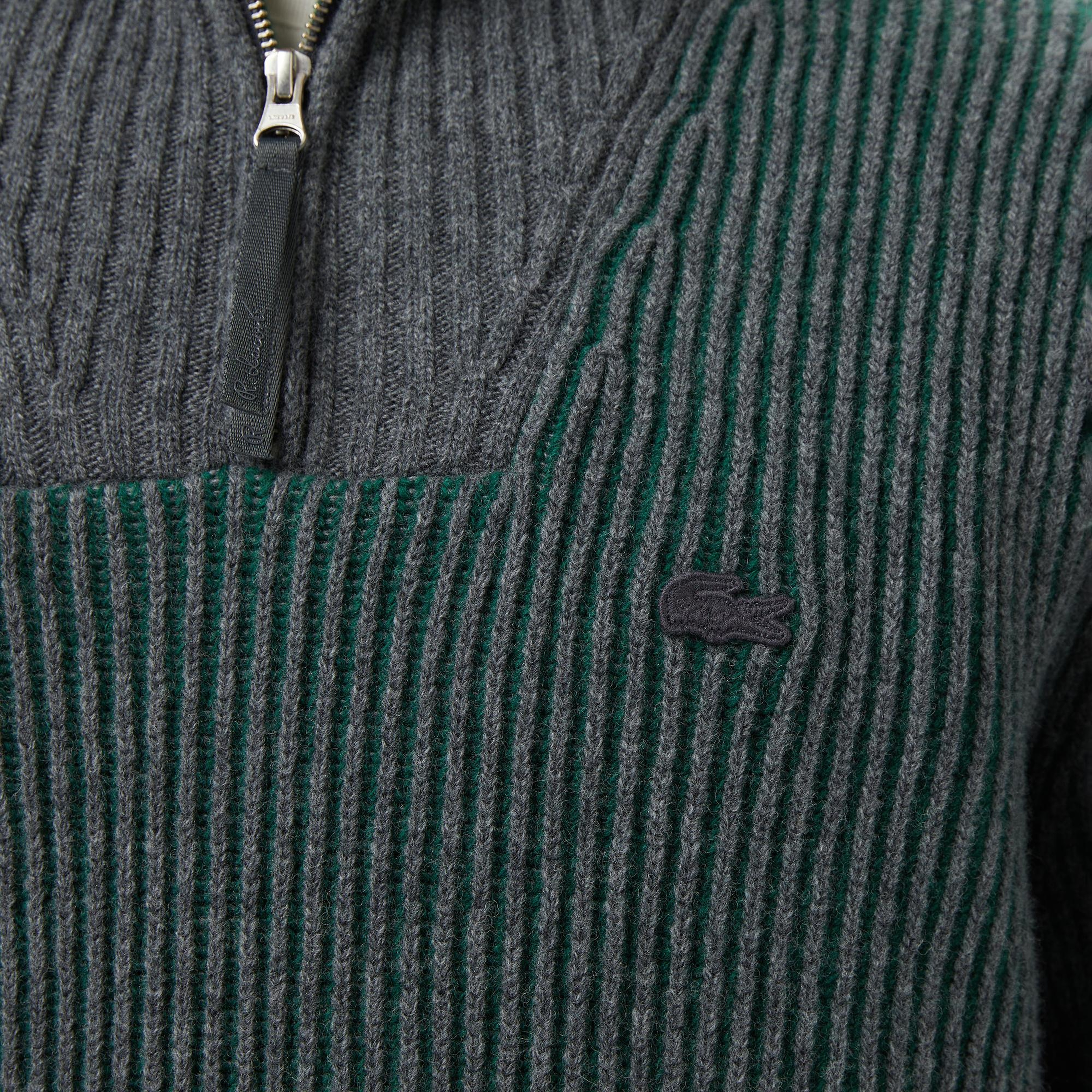 Lacoste Erkek Classic Fit Polo Yaka Gri Kazak