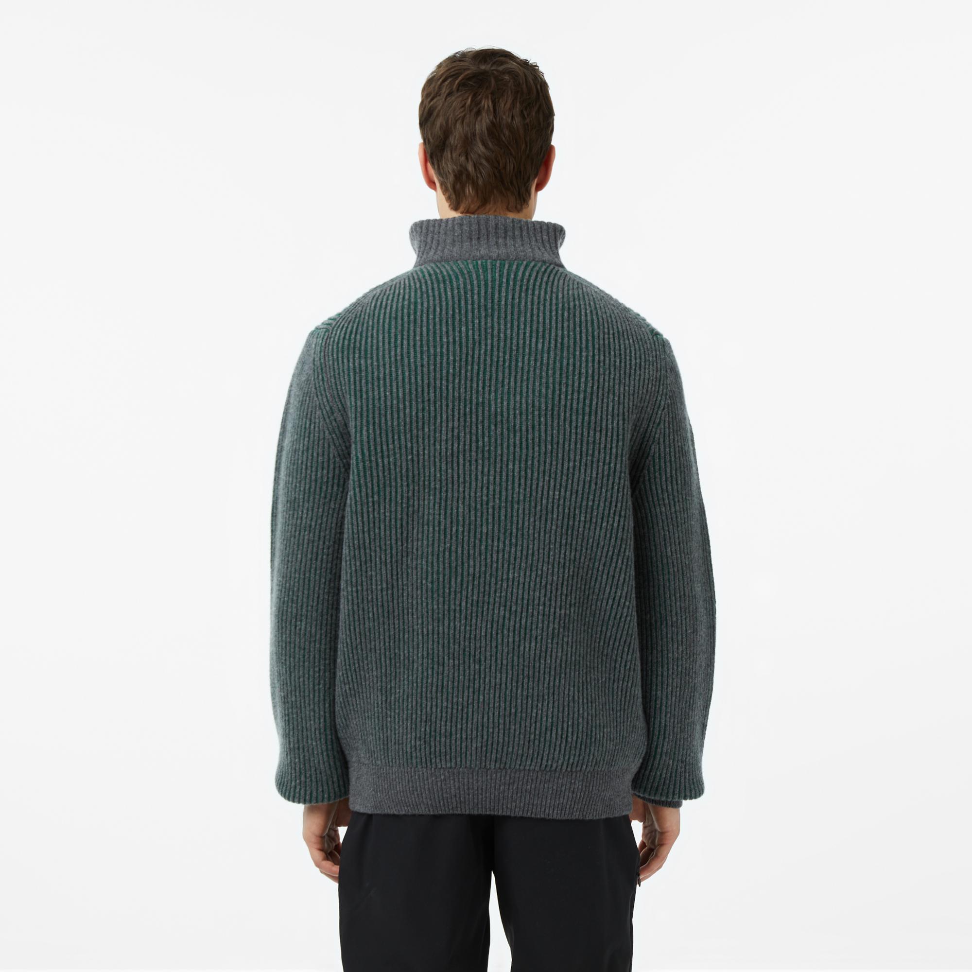 Lacoste Erkek Classic Fit Polo Yaka Gri Kazak