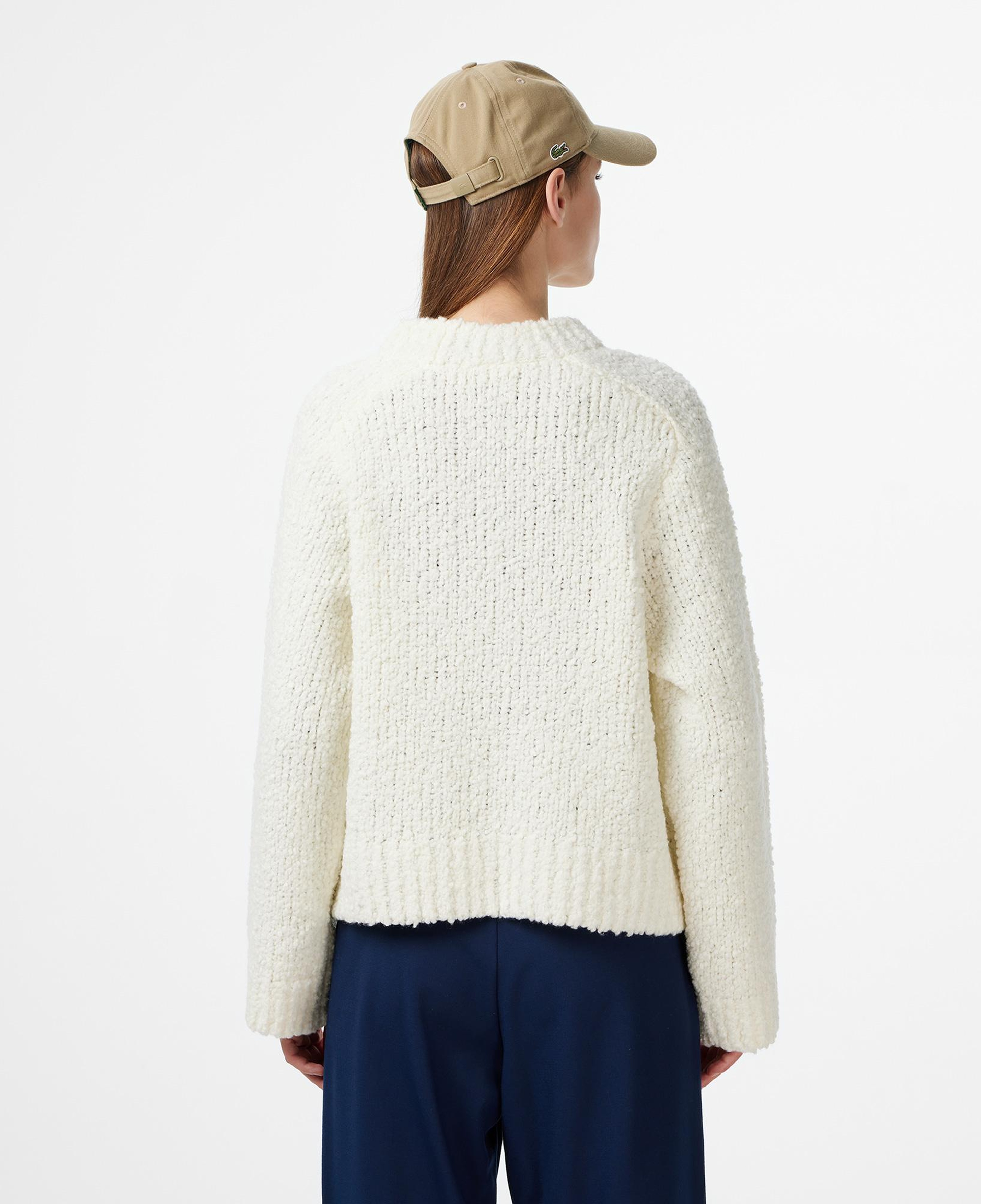 Lacoste Kadın Classic Fit Bisiklet Yaka Yün Krem Kazak