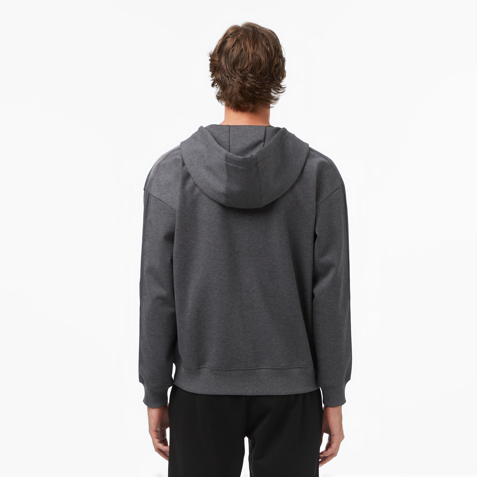 Lacoste Erkek Relaxed Fit Kapüşonlu Gri Sweatshirt