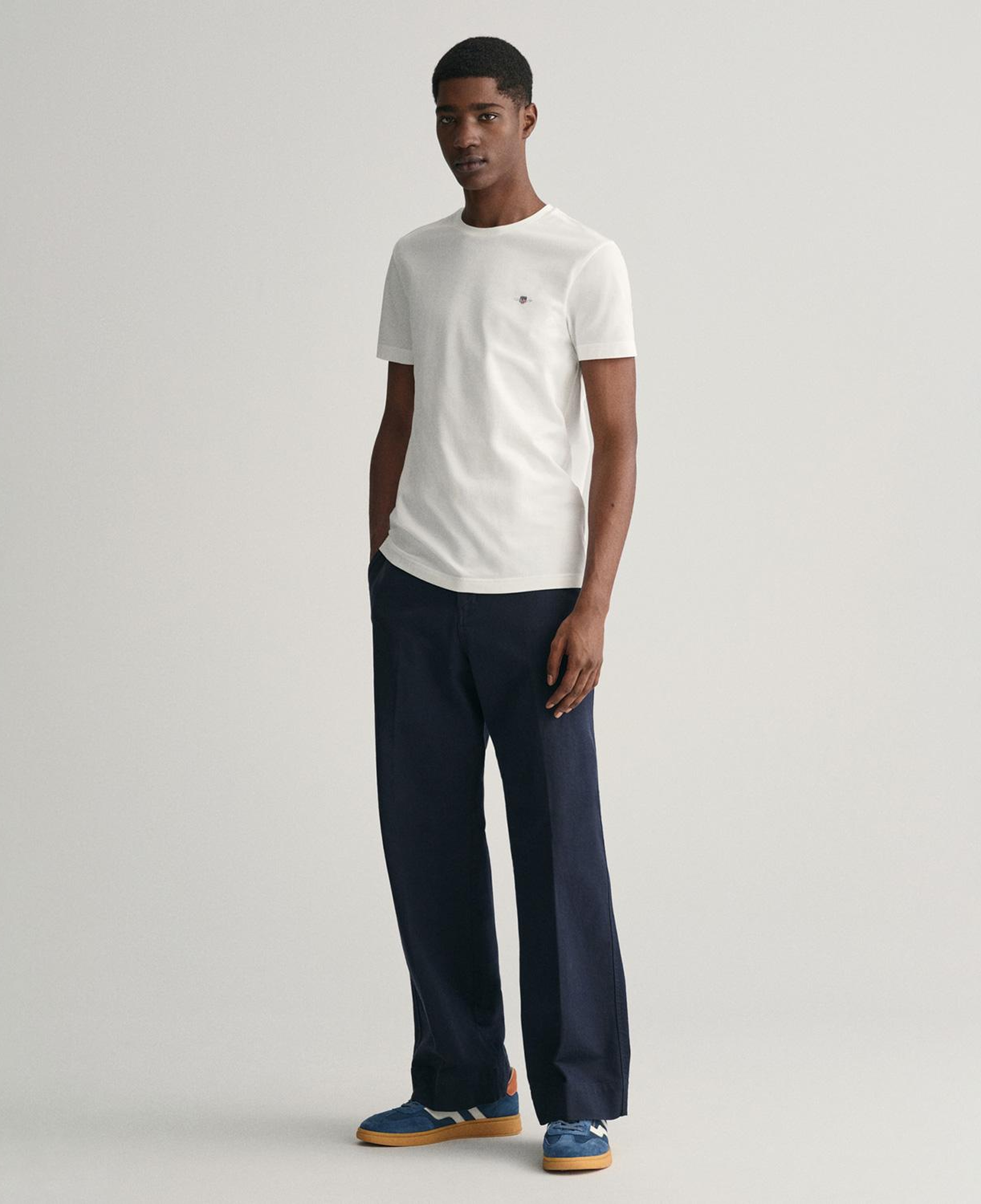 GANT Erkek Beyaz Slim Fit Bisiklet Yaka T-Shirt