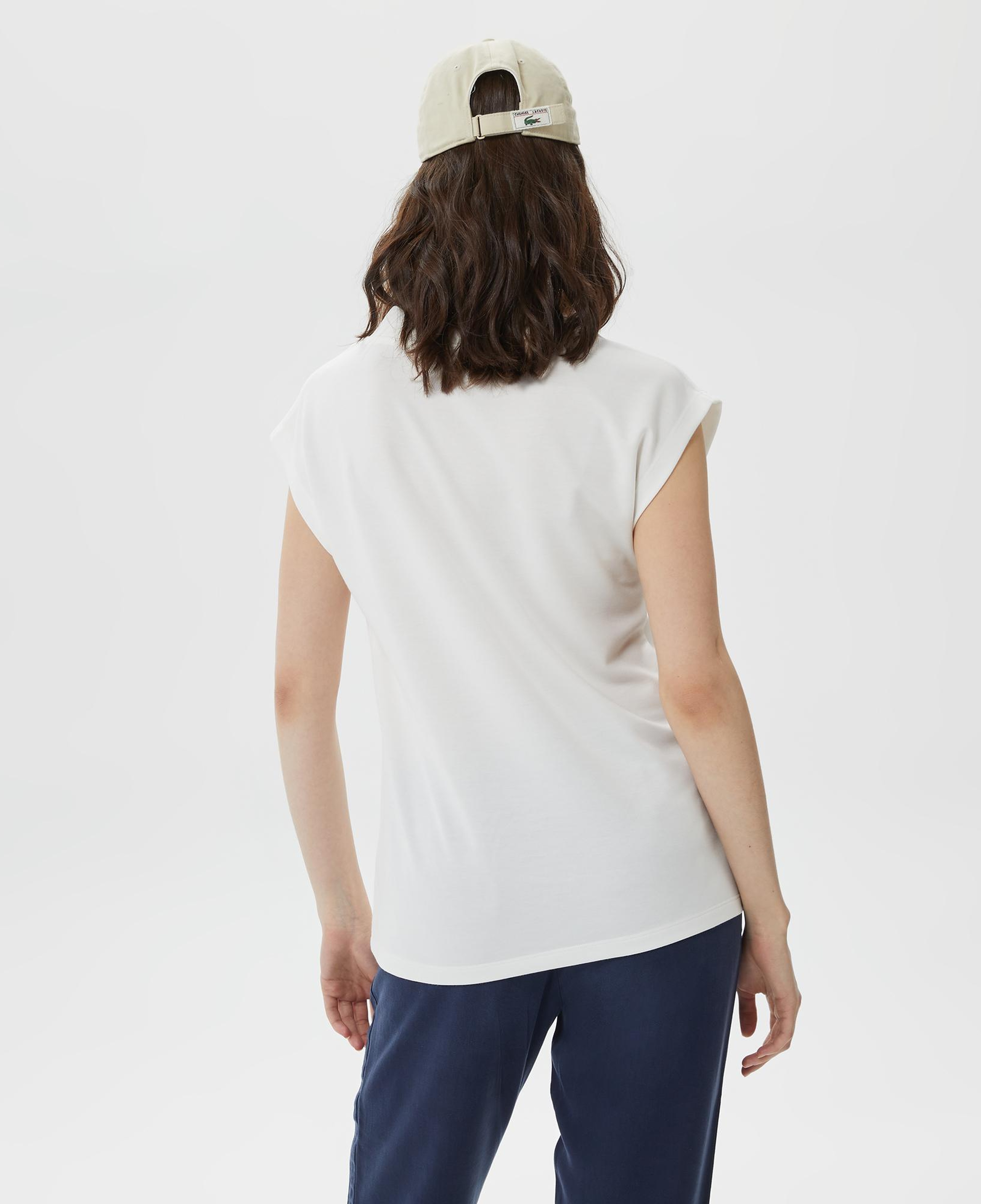 Lacoste Kadın Slim Fit V Yaka Beyaz T-Shirt
