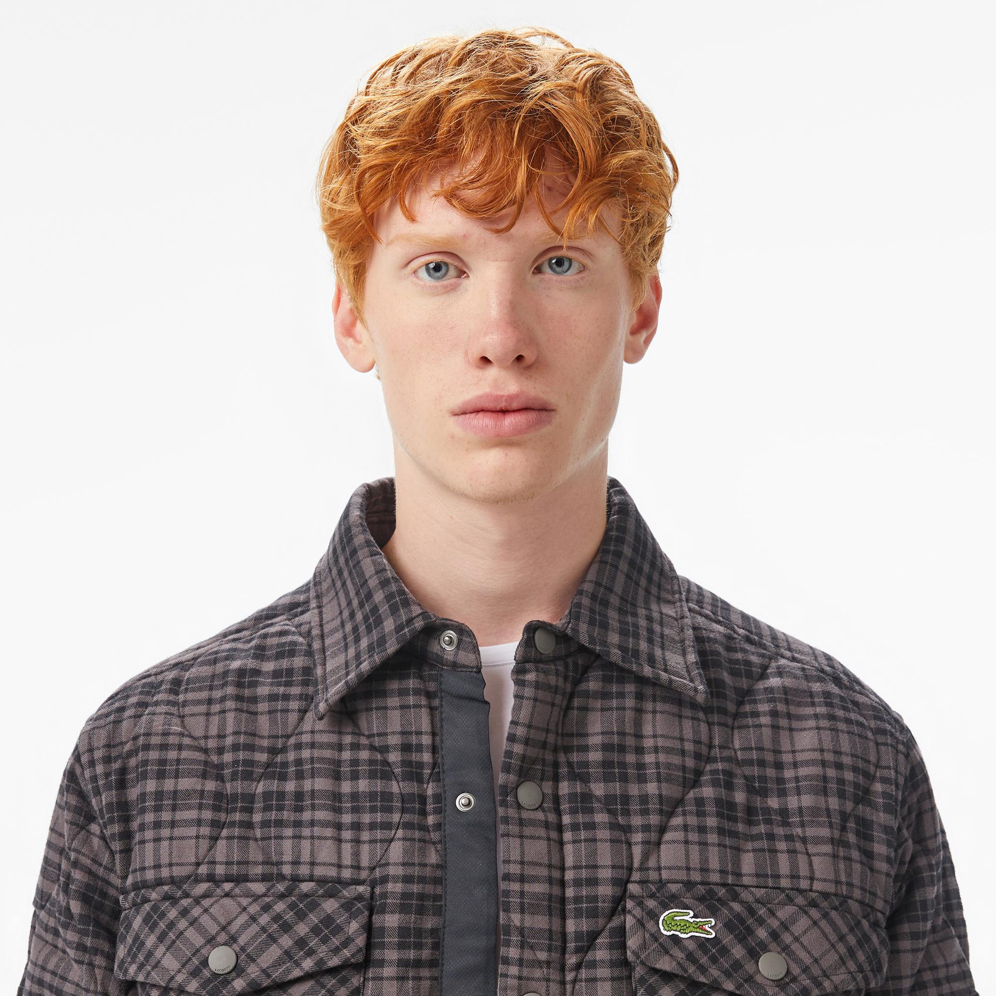 Lacoste Erkek Relaxed Fit Kareli Siyah Gömlek