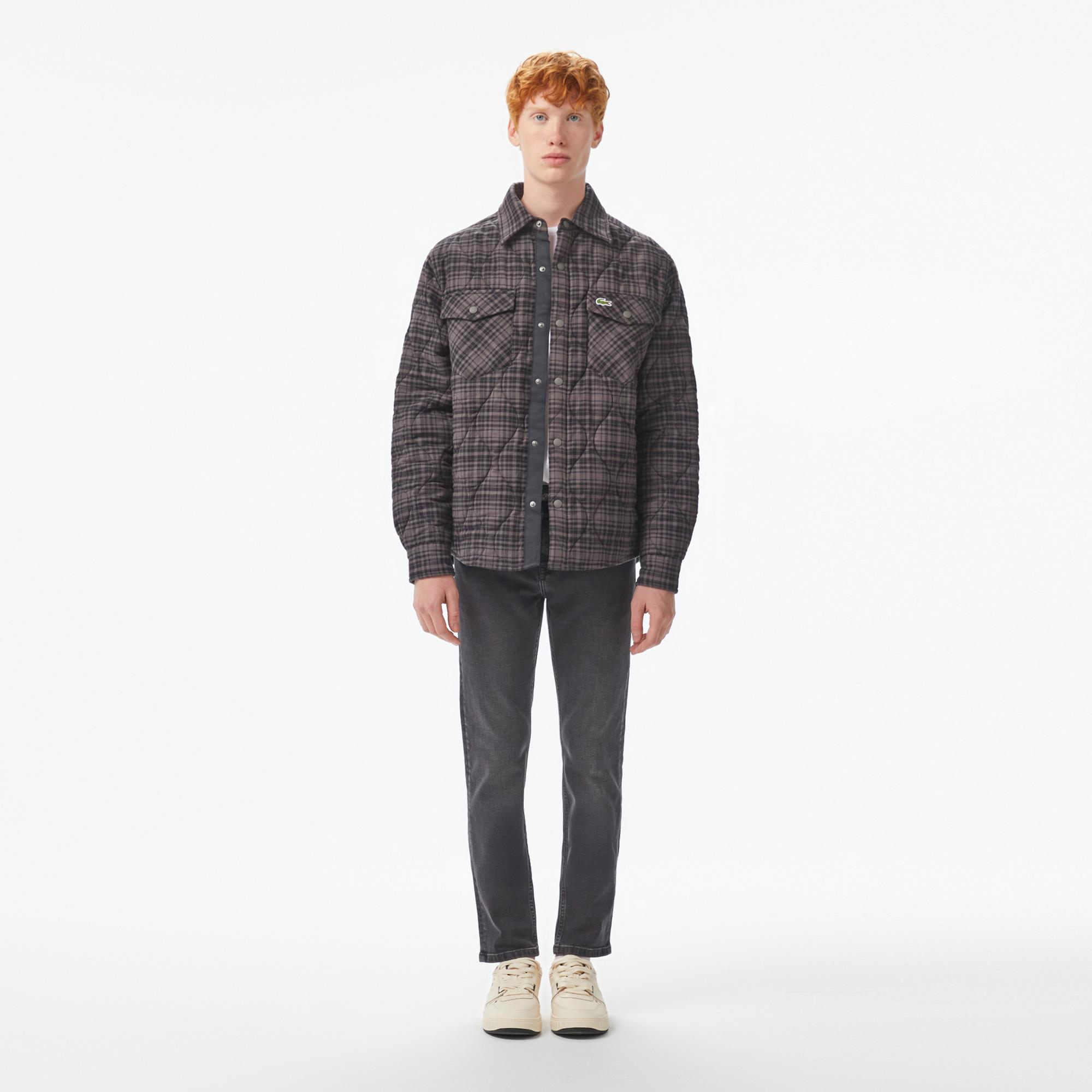 Lacoste Erkek Relaxed Fit Kareli Siyah Gömlek