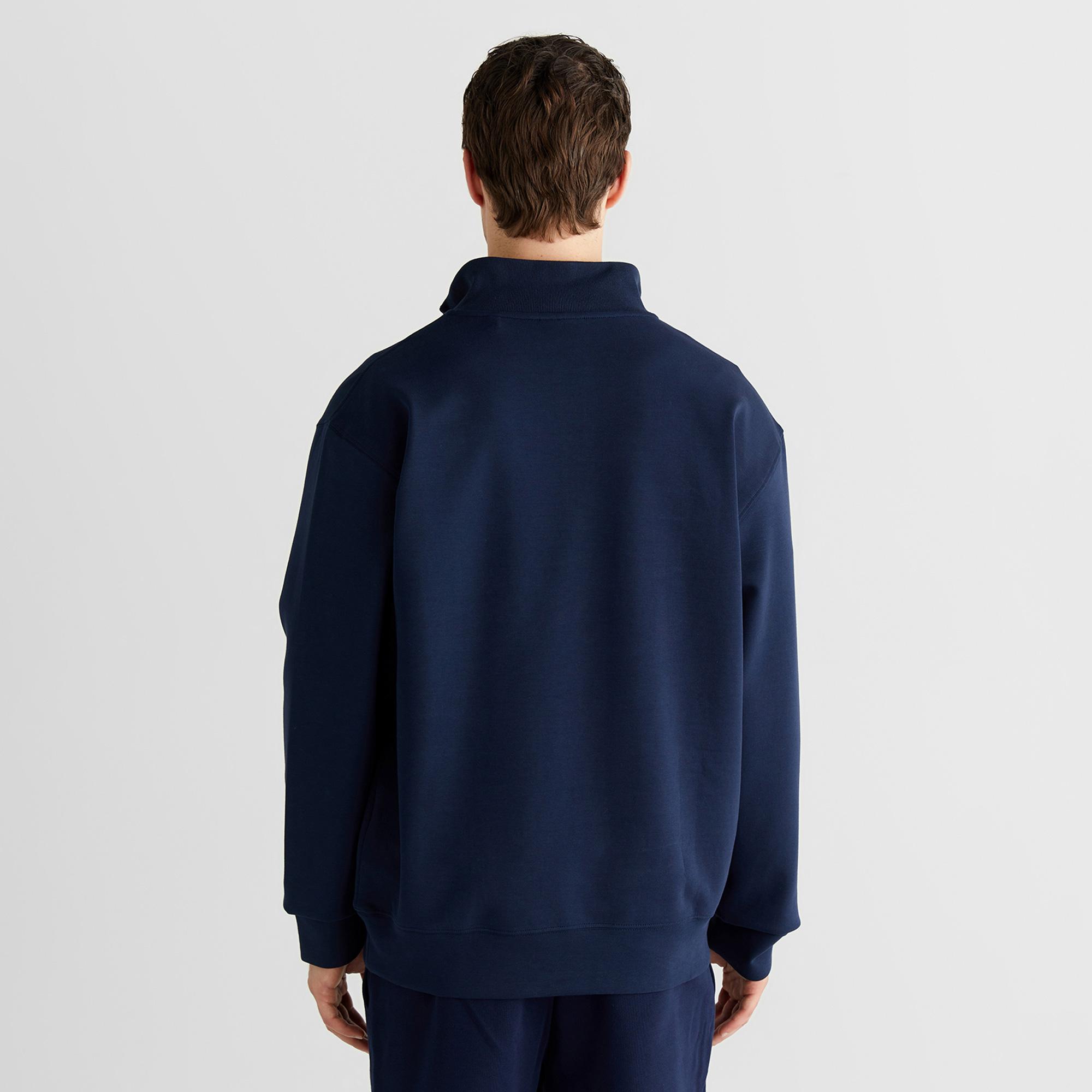 GANT Erkek Lacivert Relaxed Fit Yarım Fermuarlı Sweatshirt