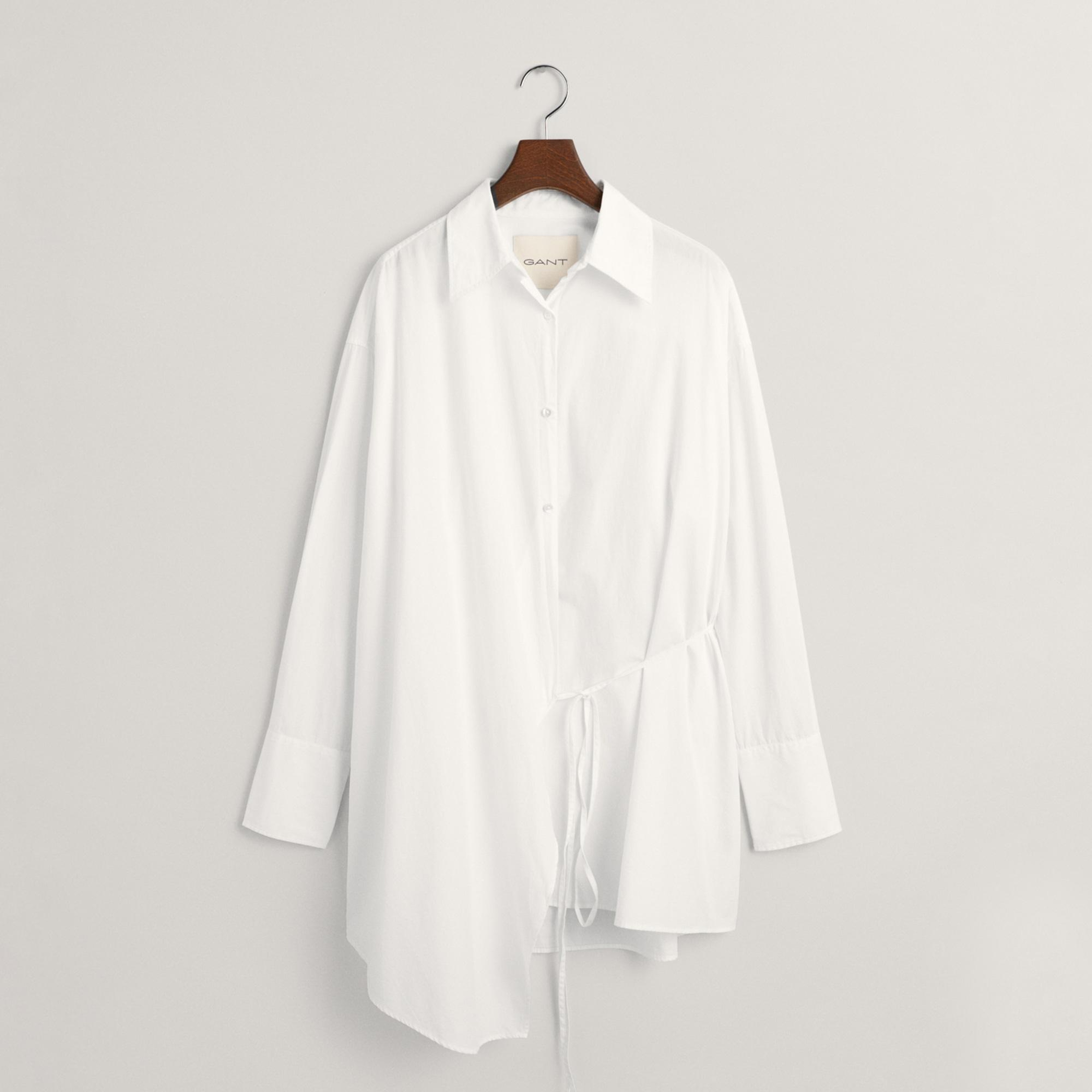 GANT Kadın Beyaz Oversize Fit Klasik Yaka Gömlek
