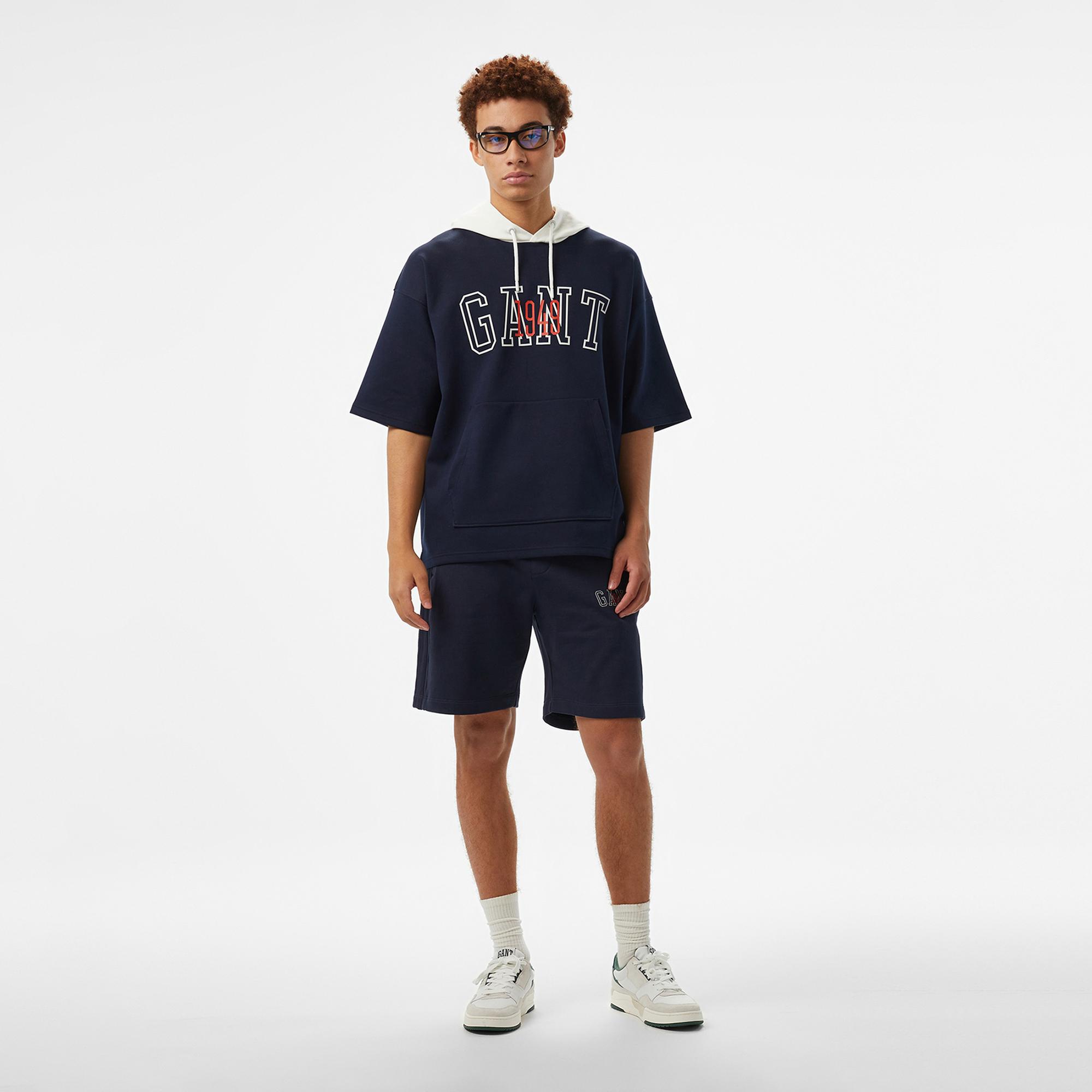 GANT Erkek Lacivert Kapüşonlu T-Shirt