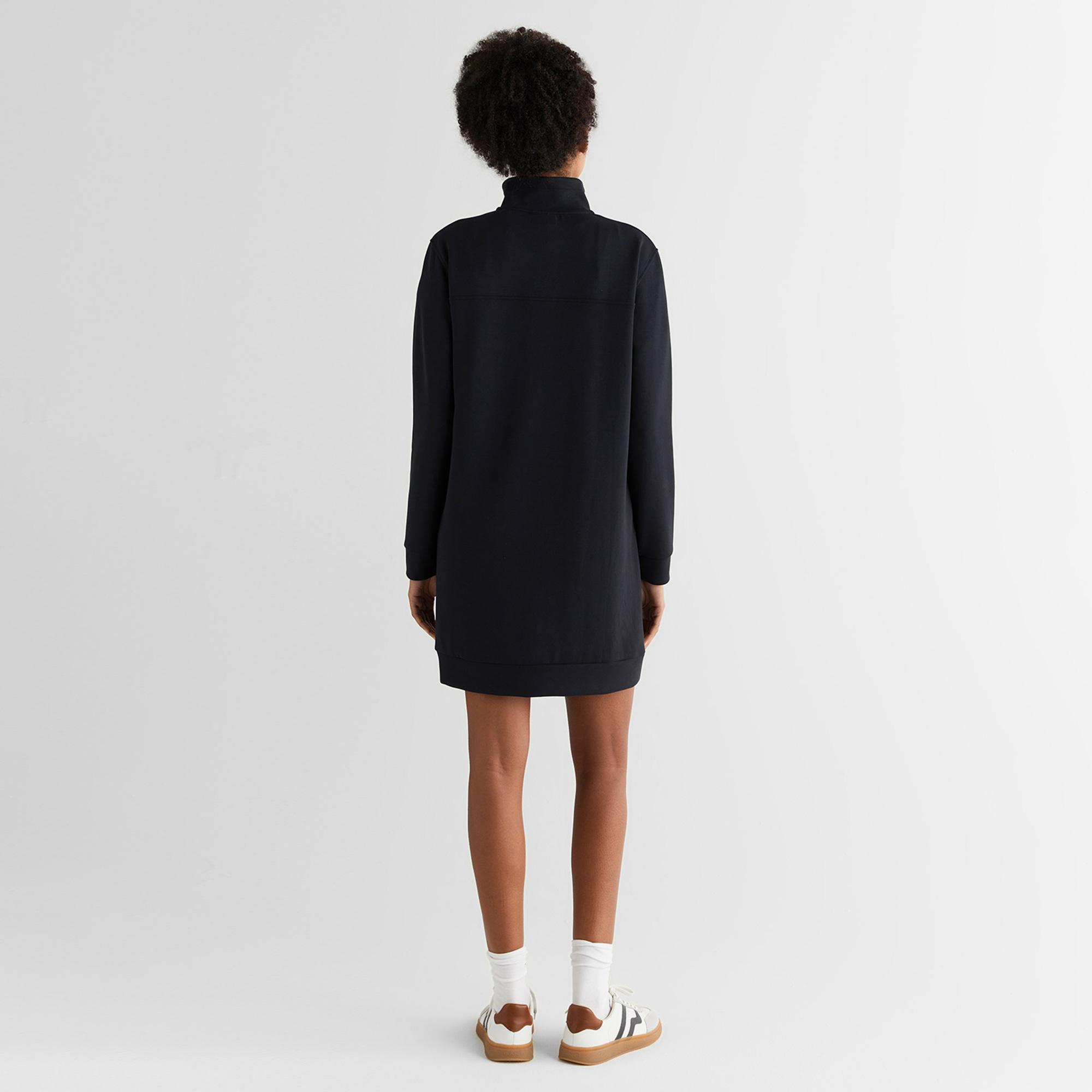GANT Kadın Siyah Regular Fit Yarım Fermuarlı Elbise