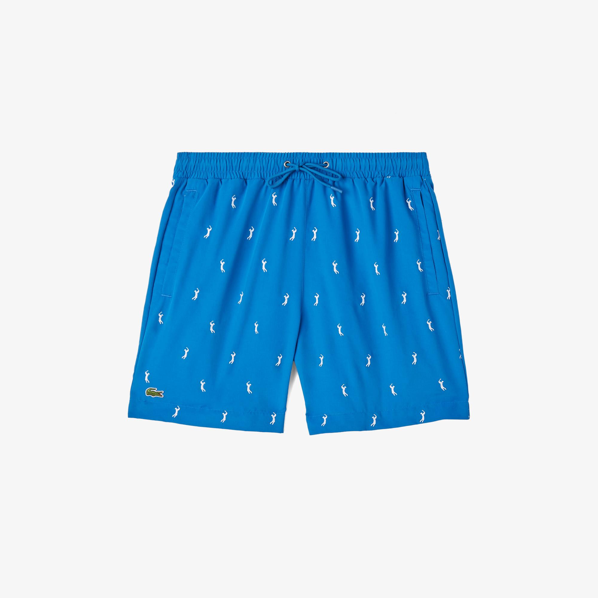 Lacoste Erkek Regular Fit Desenli Lacivert Deniz Şortu