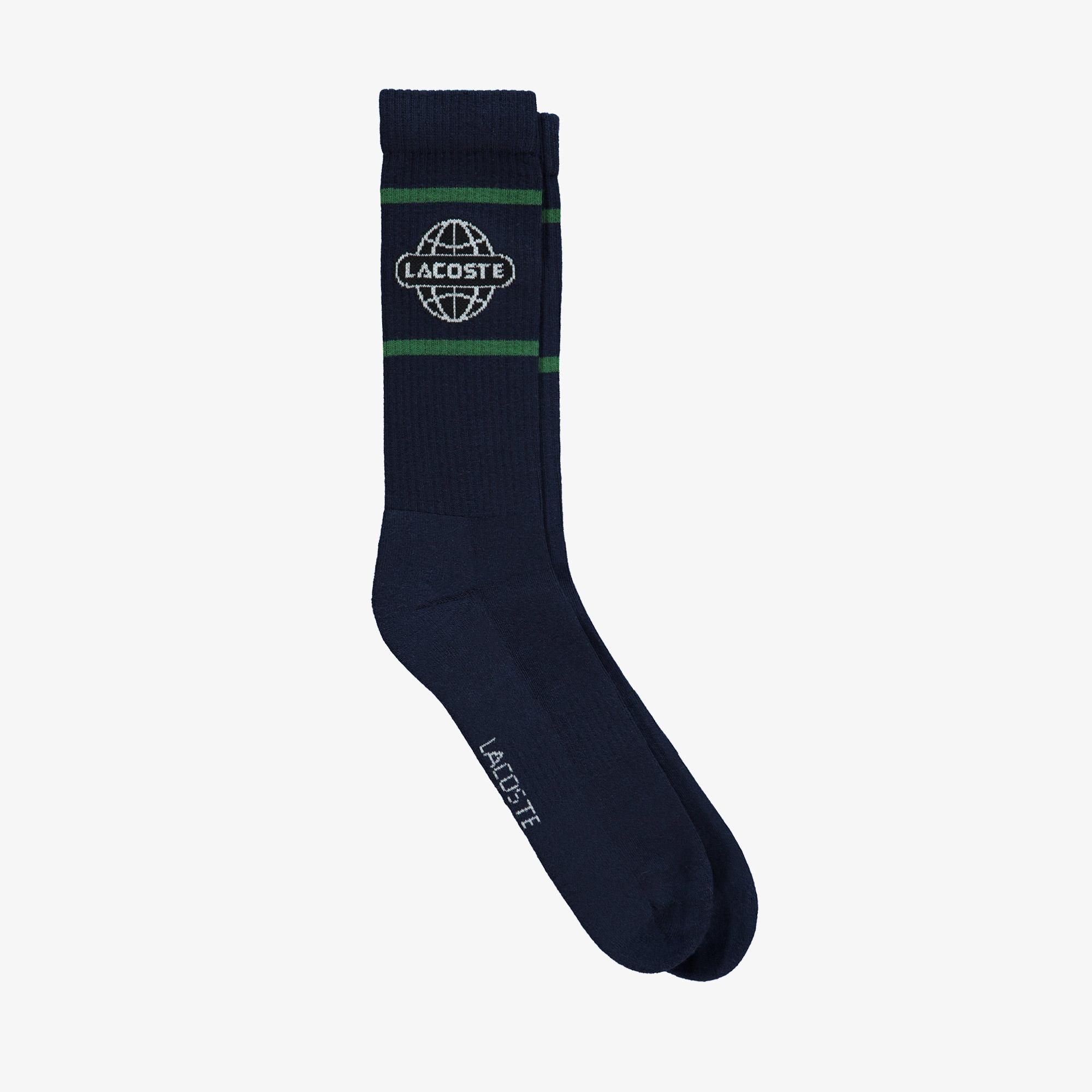 Lacoste Unisex Baskılı Lacivert Çorap