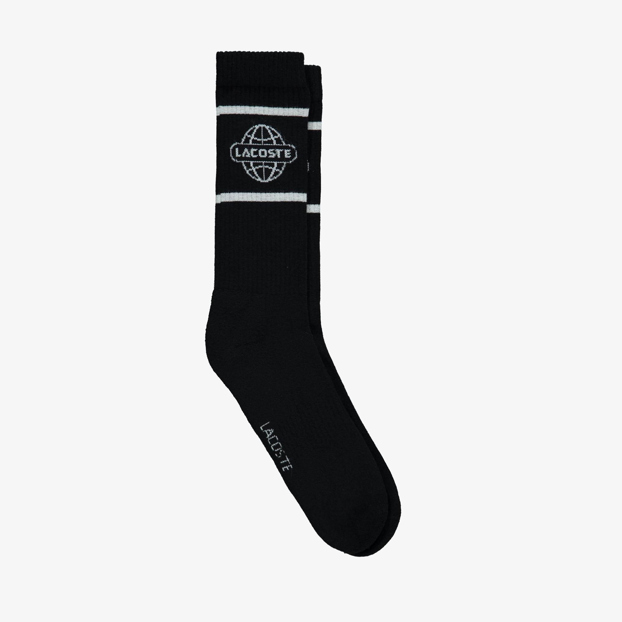 Lacoste Unisex Baskılı Siyah Çorap