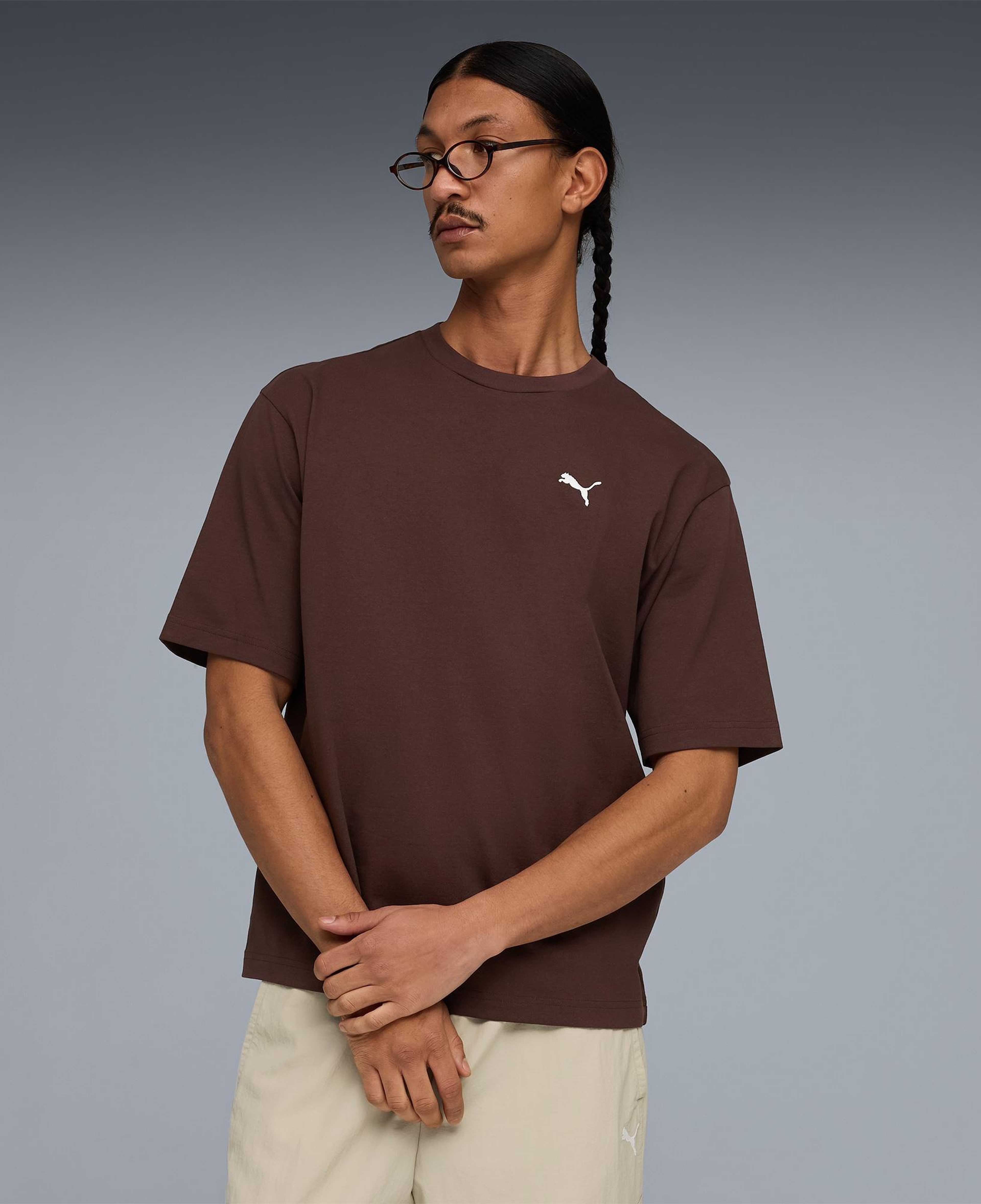 Puma Wardrobe Ess Boxy Erkek Kahverengi T-Shirt