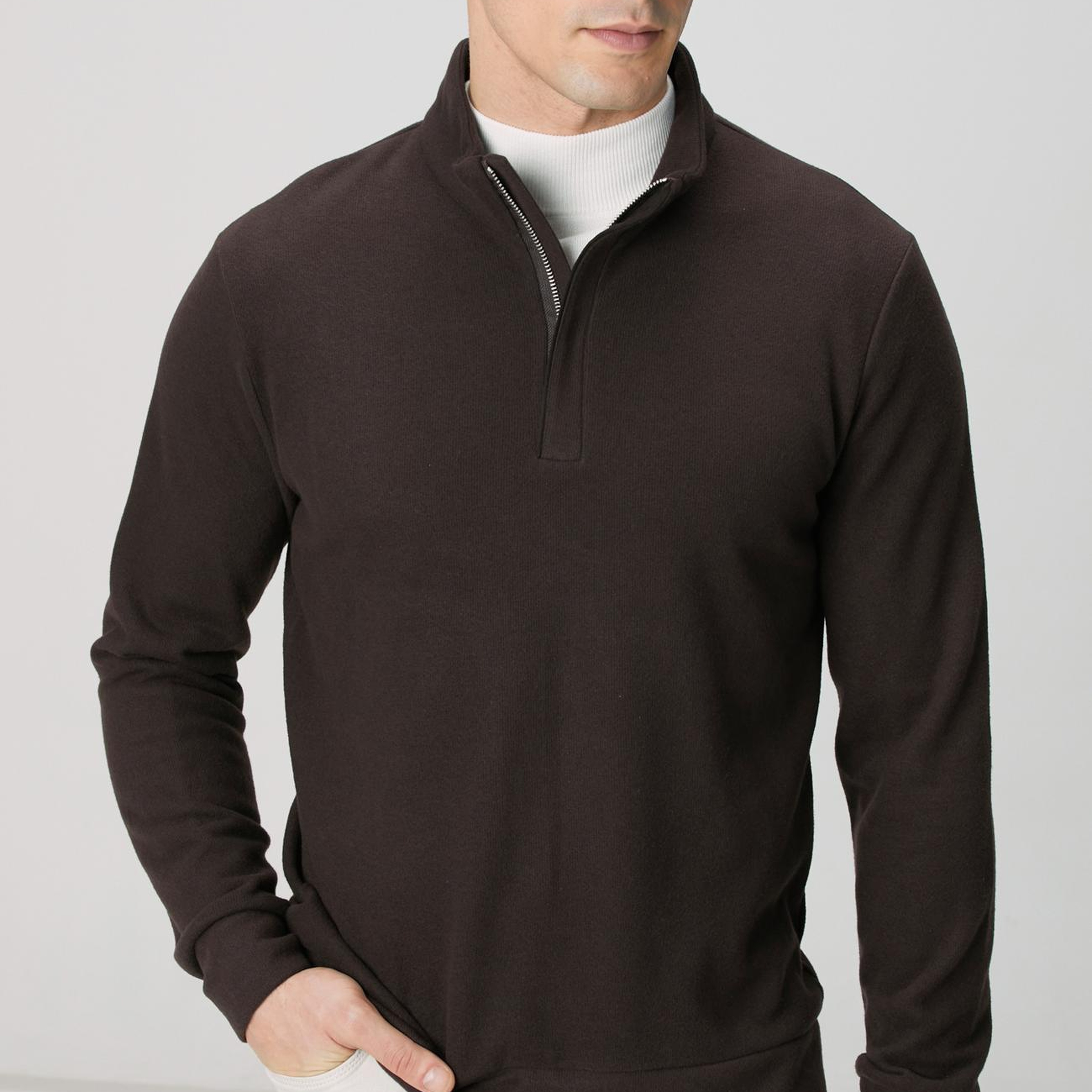 Network Erkek Acı Kahve Süet Garni Detaylı Sweatshirt