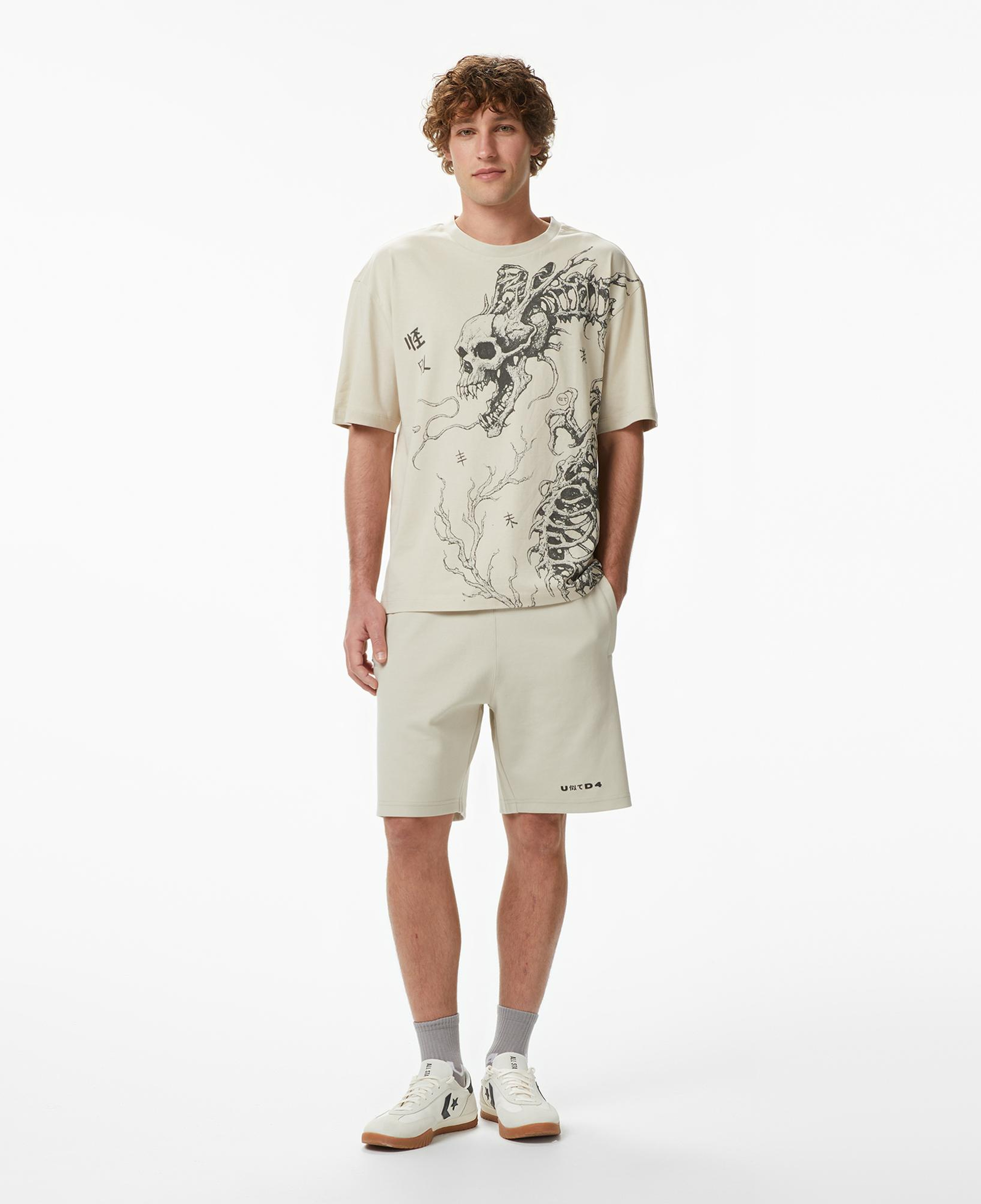 UNITED4 Regular Fit Erkek Krem T-Shirt
