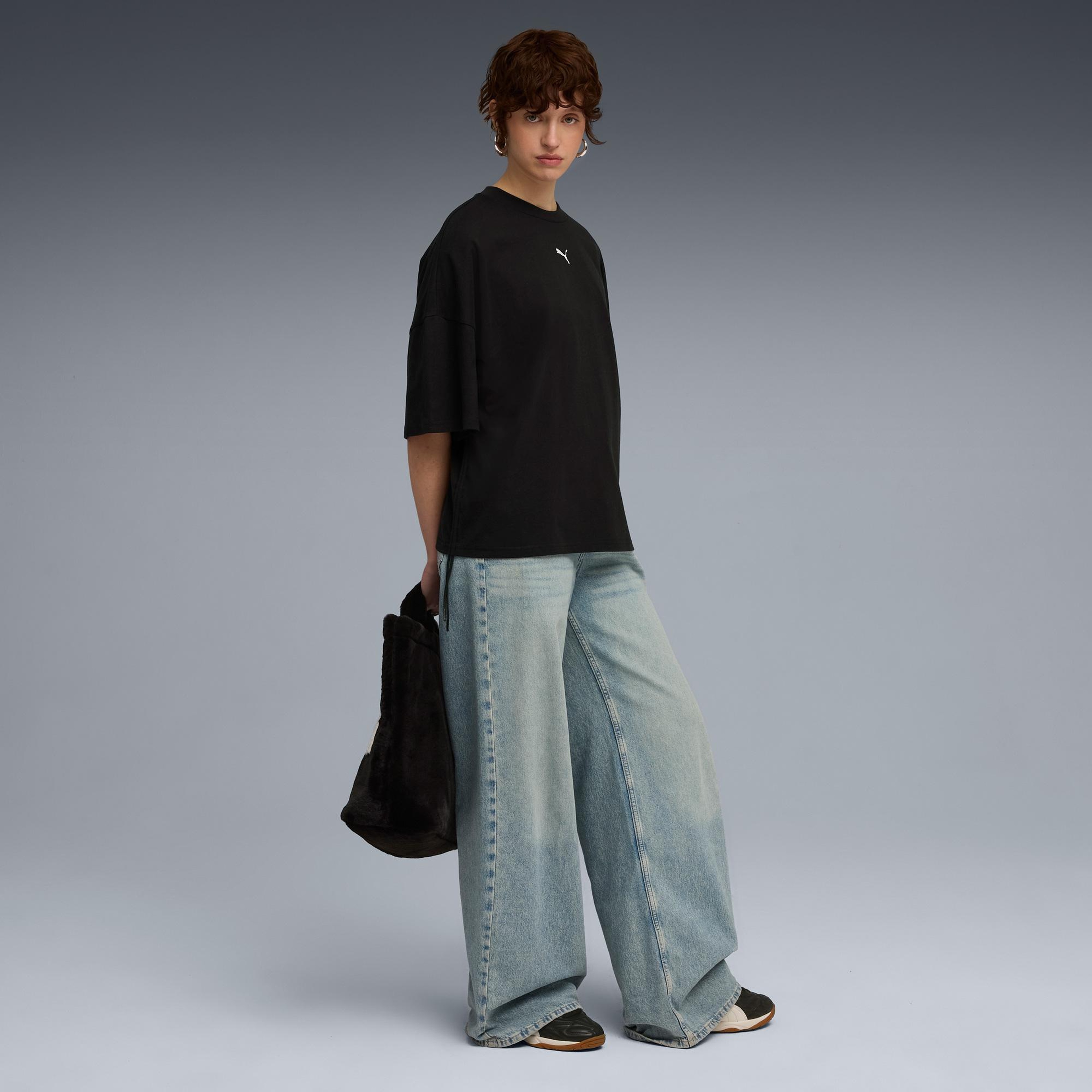 Puma Dare To Oversized Ruched Kadın Siyah T-Shirt