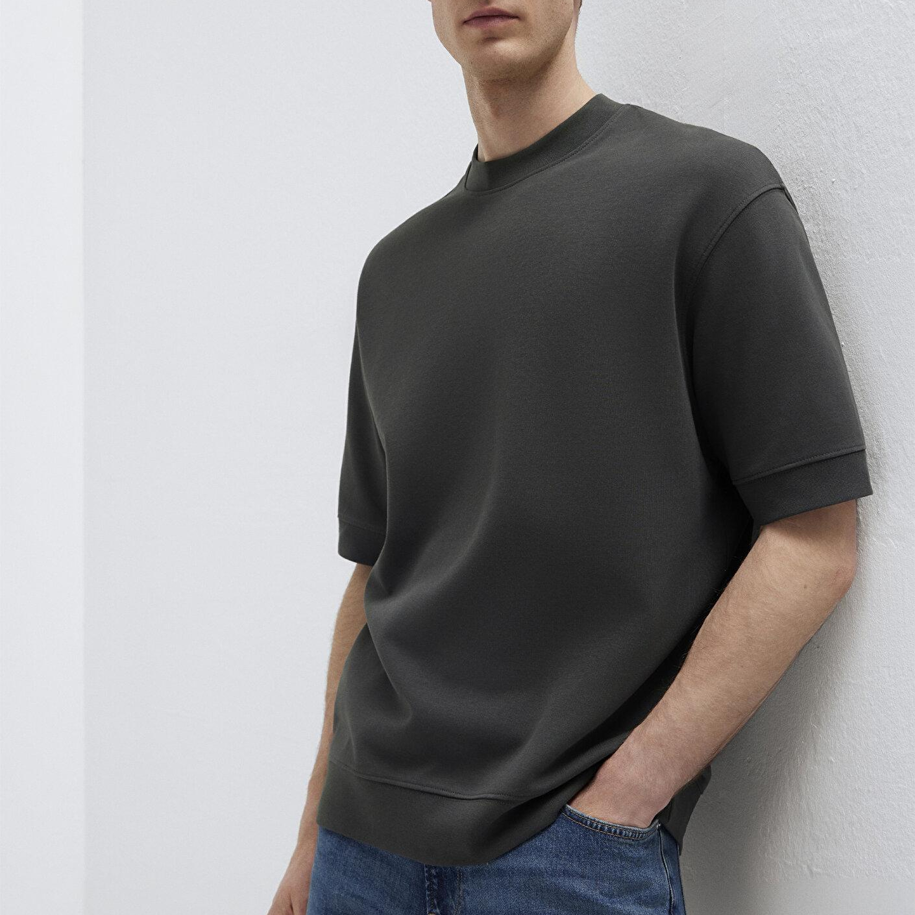 Mavi Antrasit Tişört Loose Fit / Bol Rahat Kesim 0611614-70092