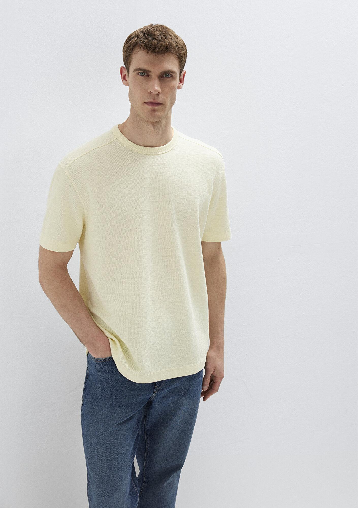 Mavi Sarı Basic Tişört Loose Fit / Bol Rahat Kesim 0613315-89308