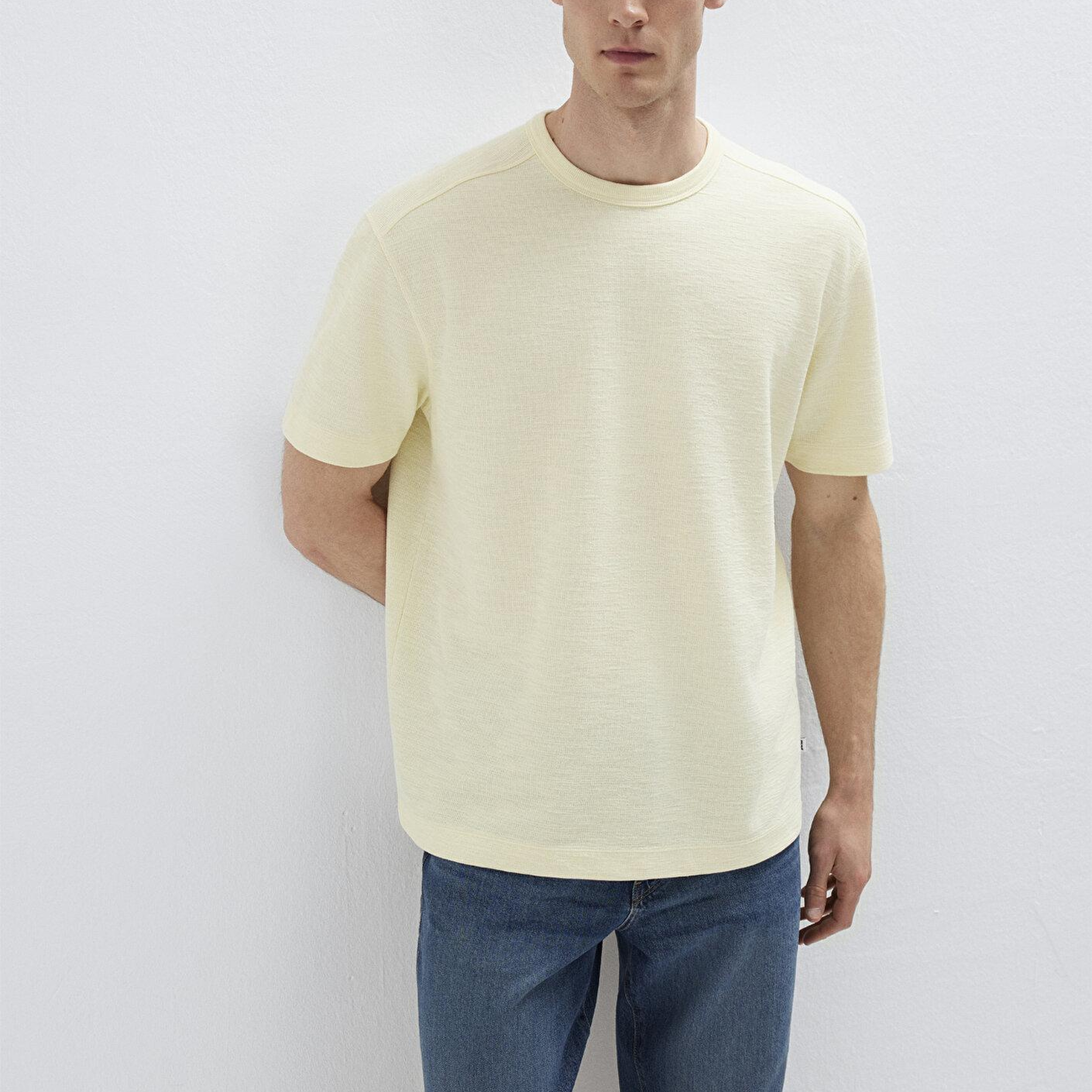 Mavi Sarı Basic Tişört Loose Fit / Bol Rahat Kesim 0613315-89308