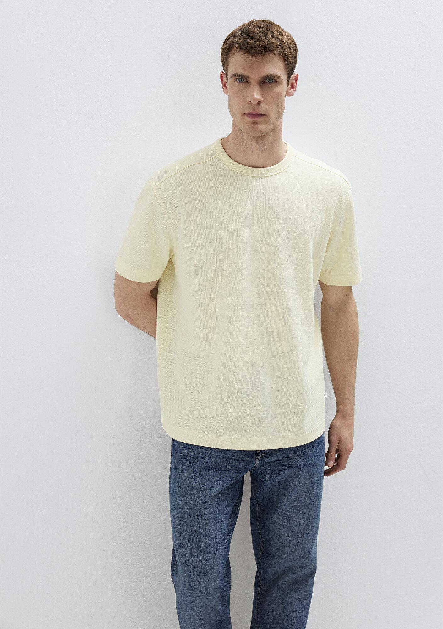 Mavi Sarı Basic Tişört Loose Fit / Bol Rahat Kesim 0613315-89308