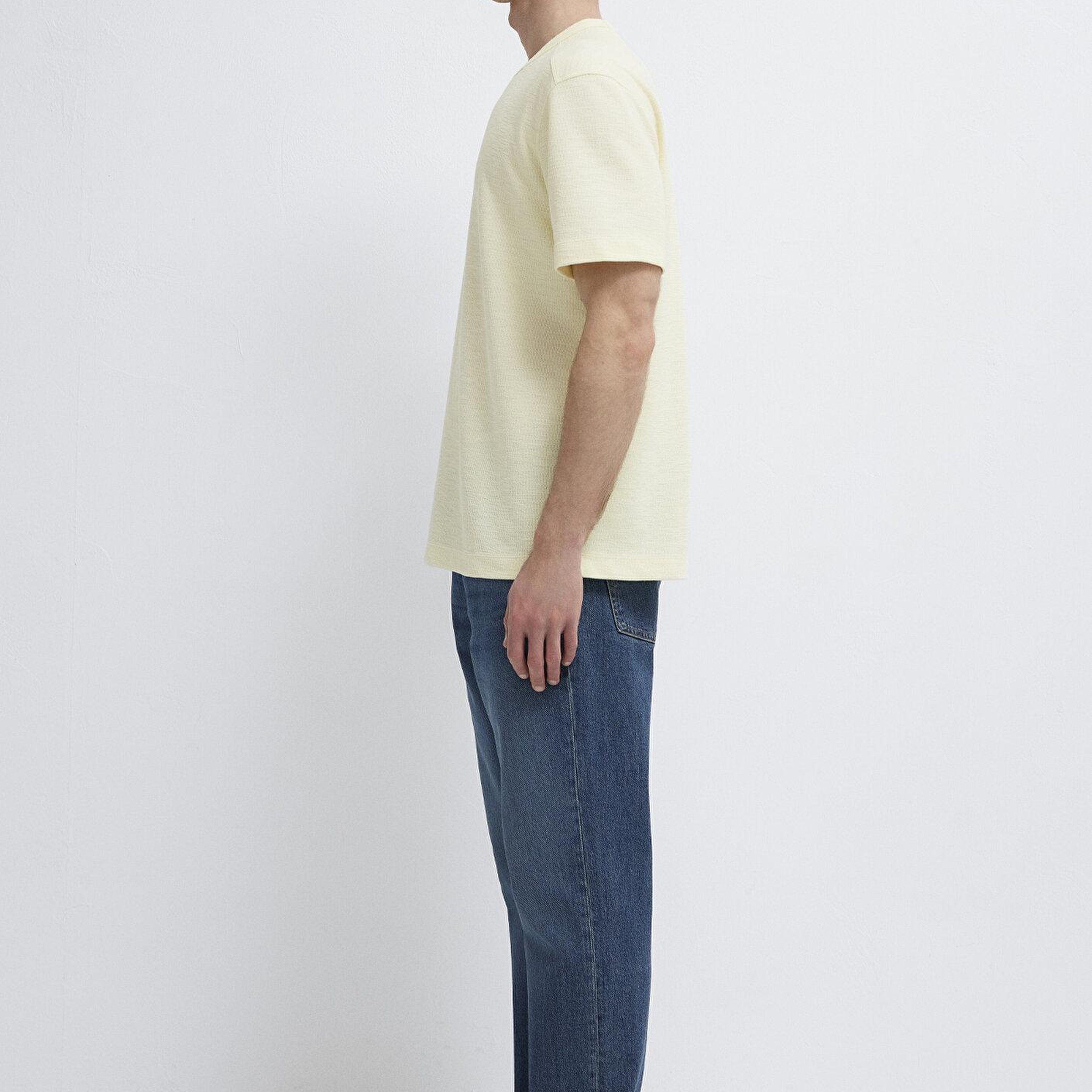 Mavi Sarı Basic Tişört Loose Fit / Bol Rahat Kesim 0613315-89308
