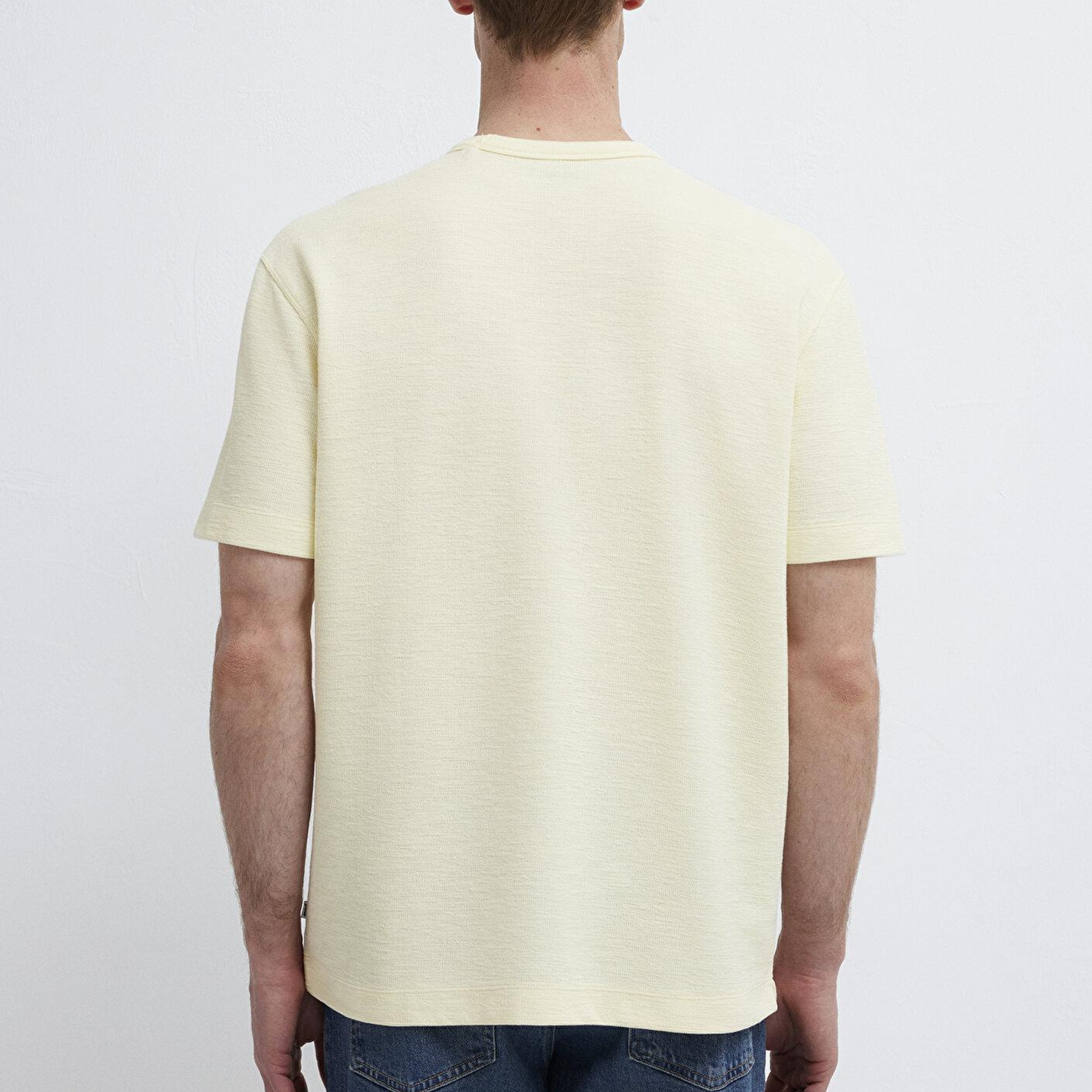 Mavi Sarı Basic Tişört Loose Fit / Bol Rahat Kesim 0613315-89308
