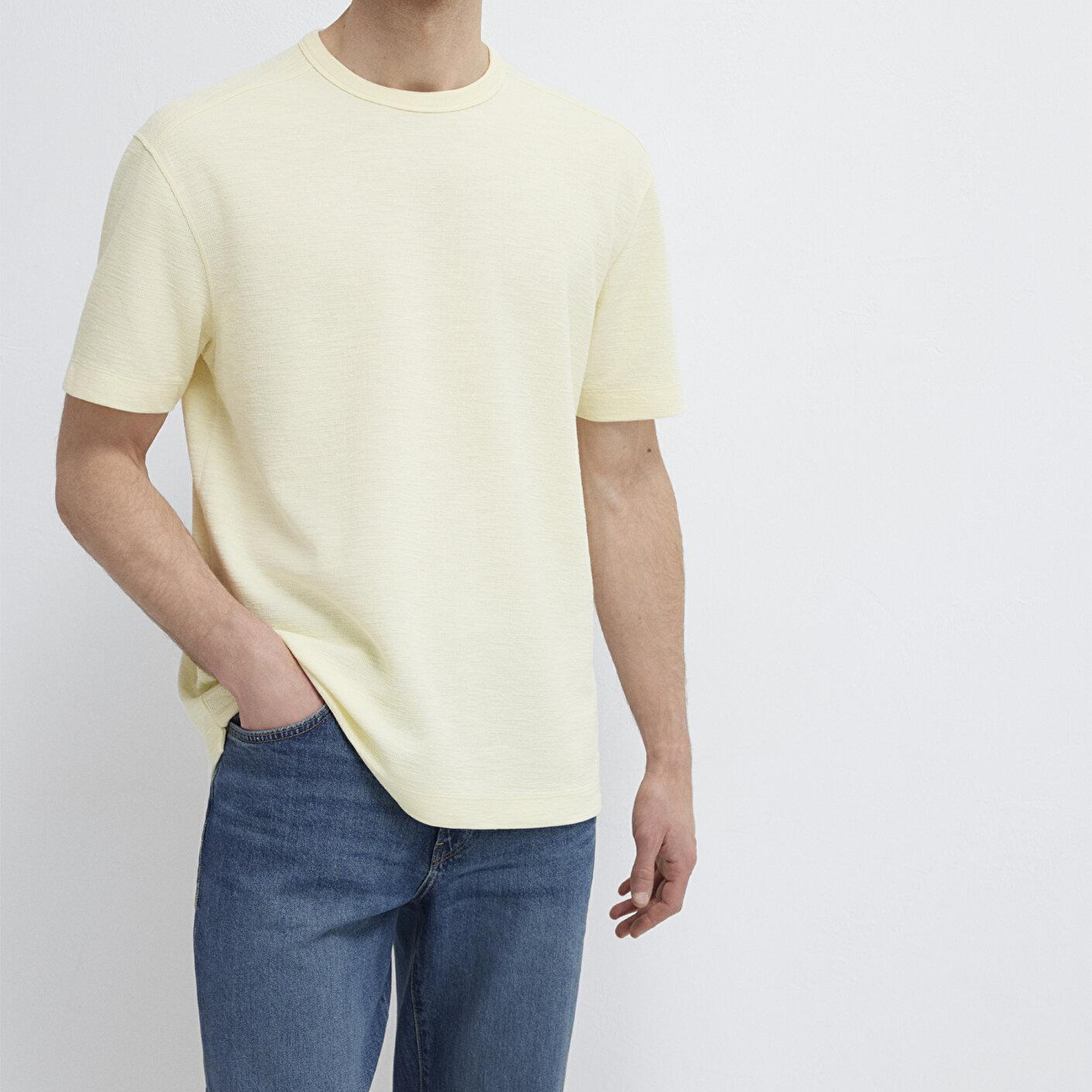 Mavi Sarı Basic Tişört Loose Fit / Bol Rahat Kesim 0613315-89308