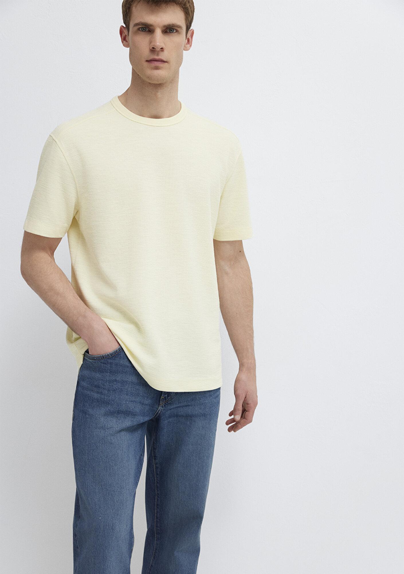 Mavi Sarı Basic Tişört Loose Fit / Bol Rahat Kesim 0613315-89308