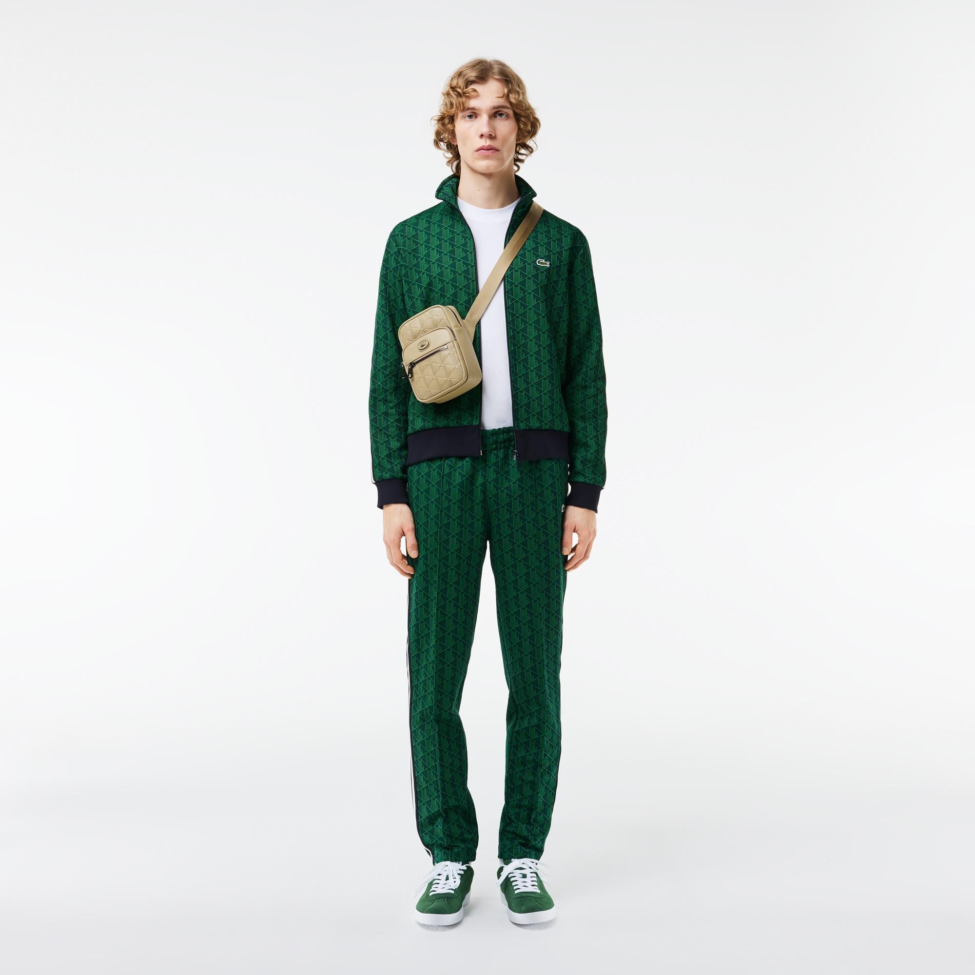 Erkek Regular Fit Monogram Yeşil Eşofman Altı