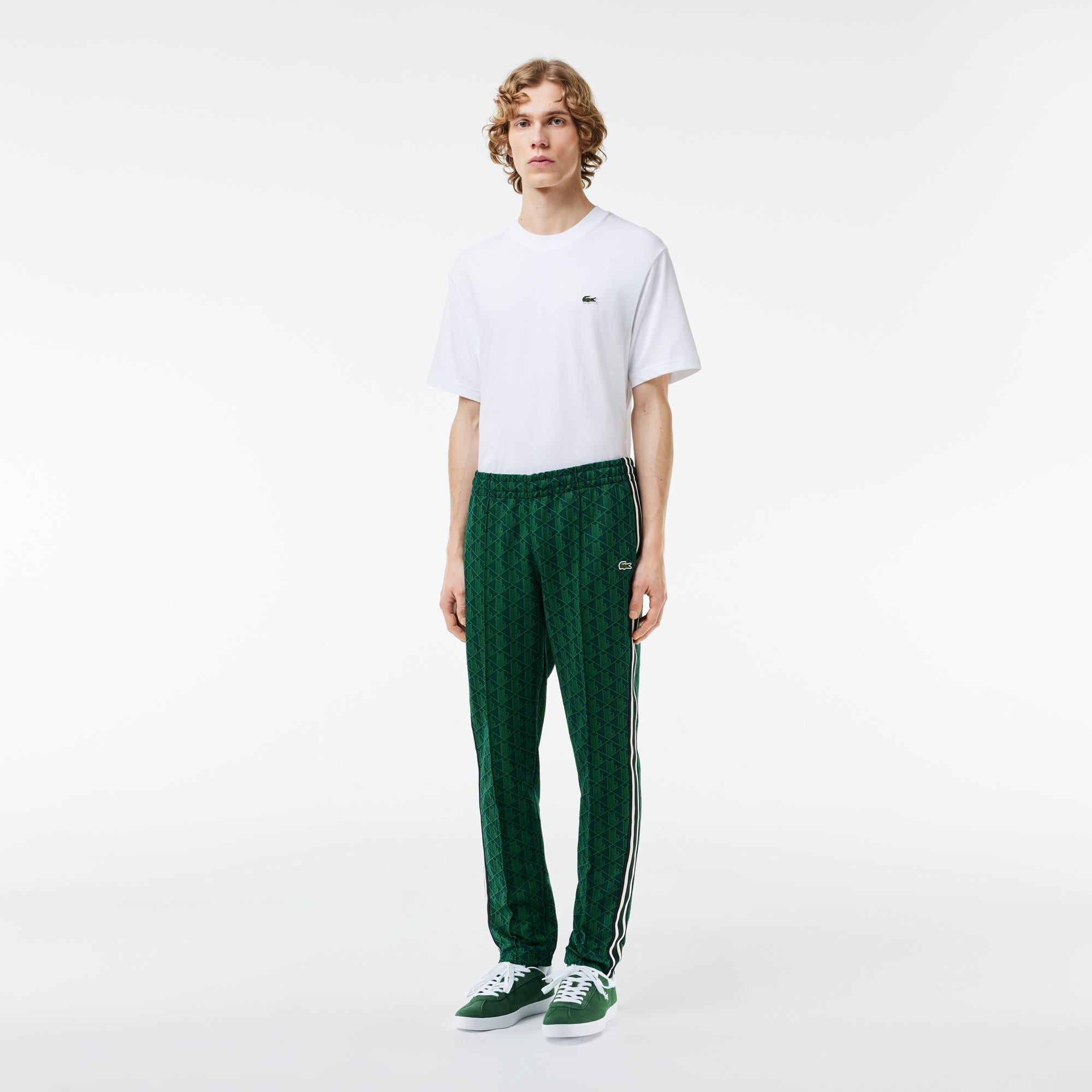 Erkek Regular Fit Monogram Yeşil Eşofman Altı