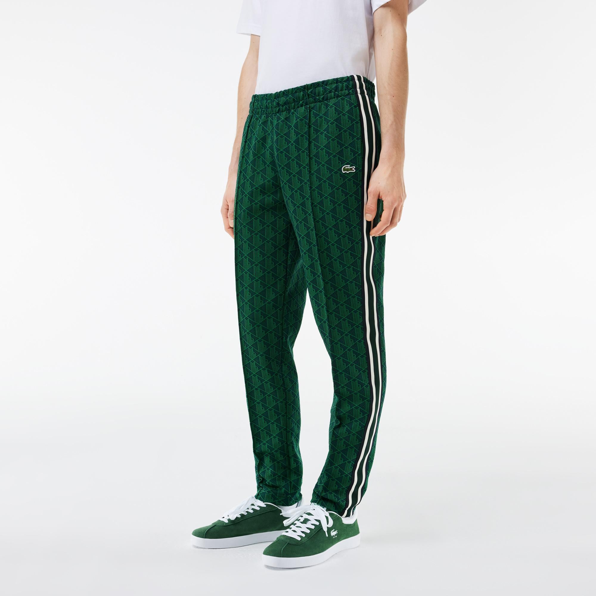 Erkek Regular Fit Monogram Yeşil Eşofman Altı