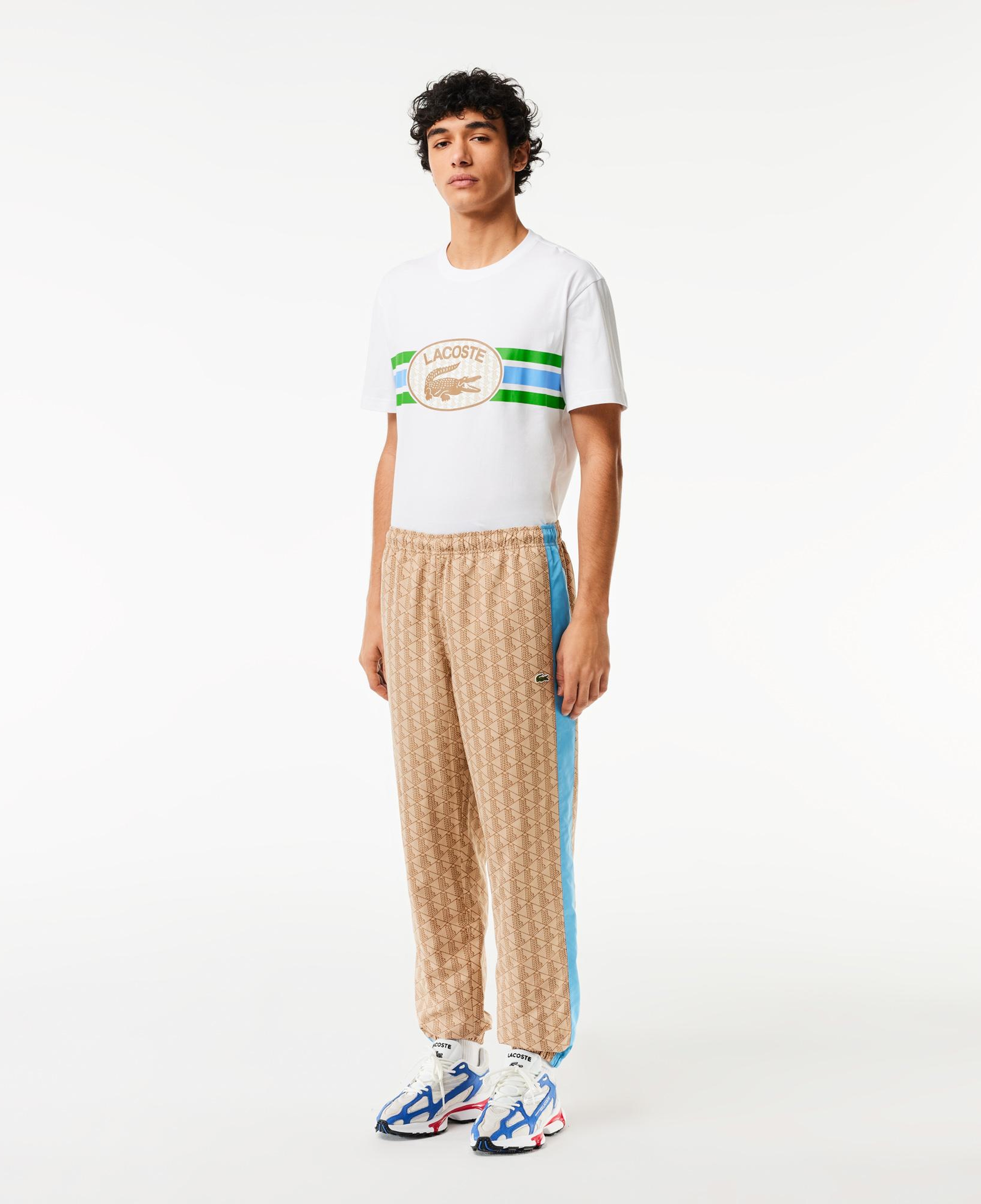 Erkek Regular Fit Monogram Bej Eşofman Altı