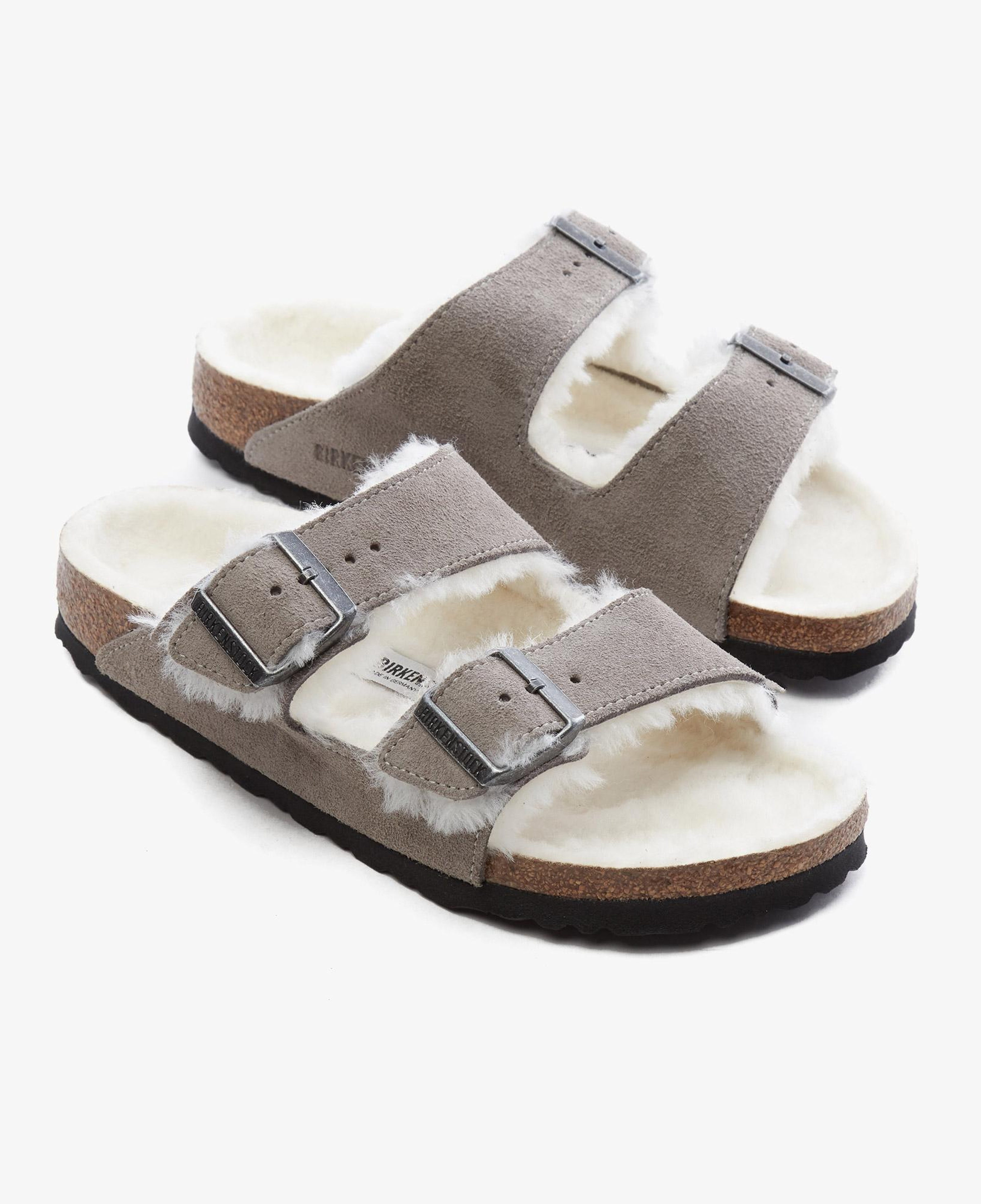 Birkenstock Suede Shearling Unisex Gri Terlik