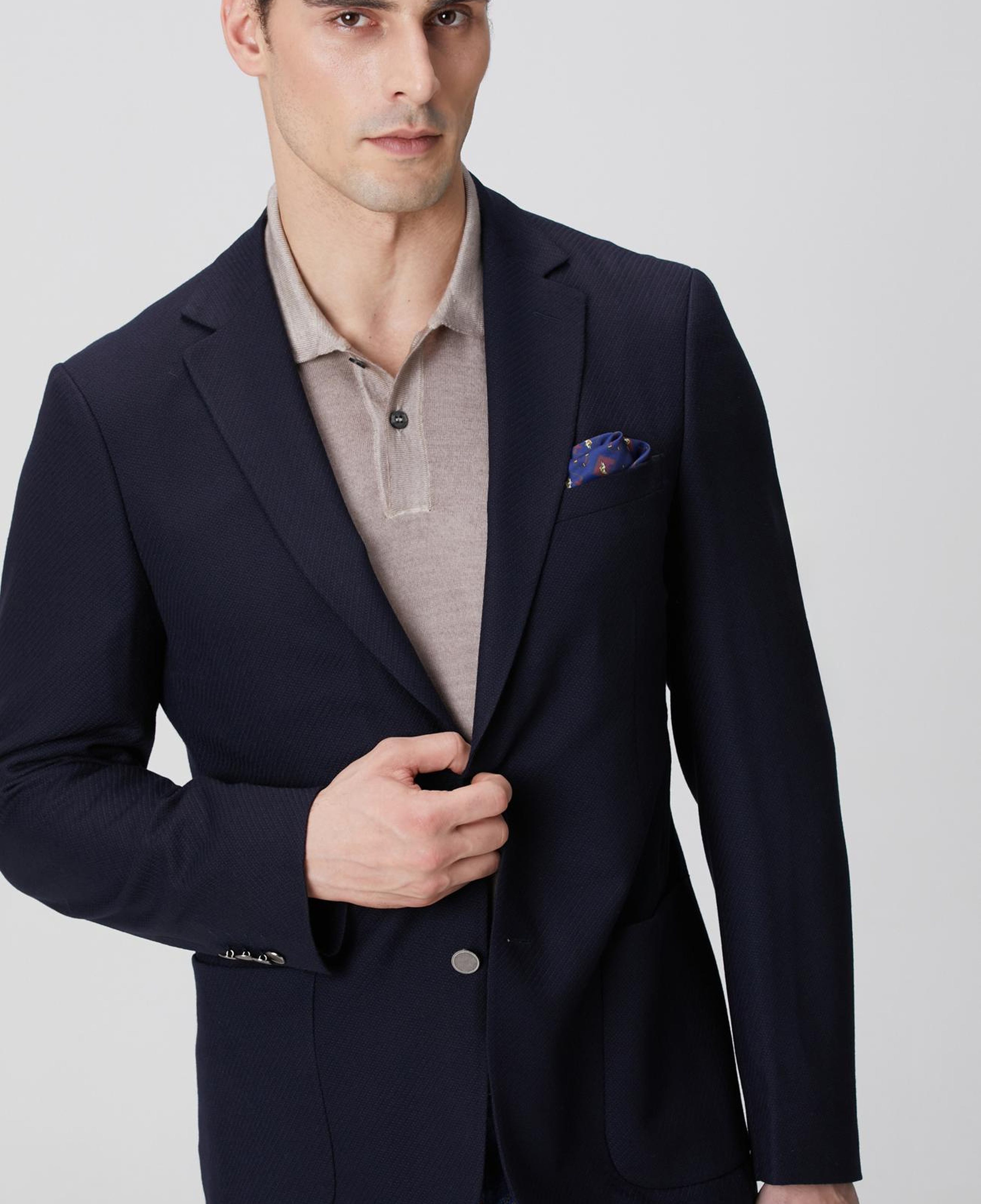 Network Erkek Lacivert Metal Düğmeli Yün Mix Blazer Ceket
