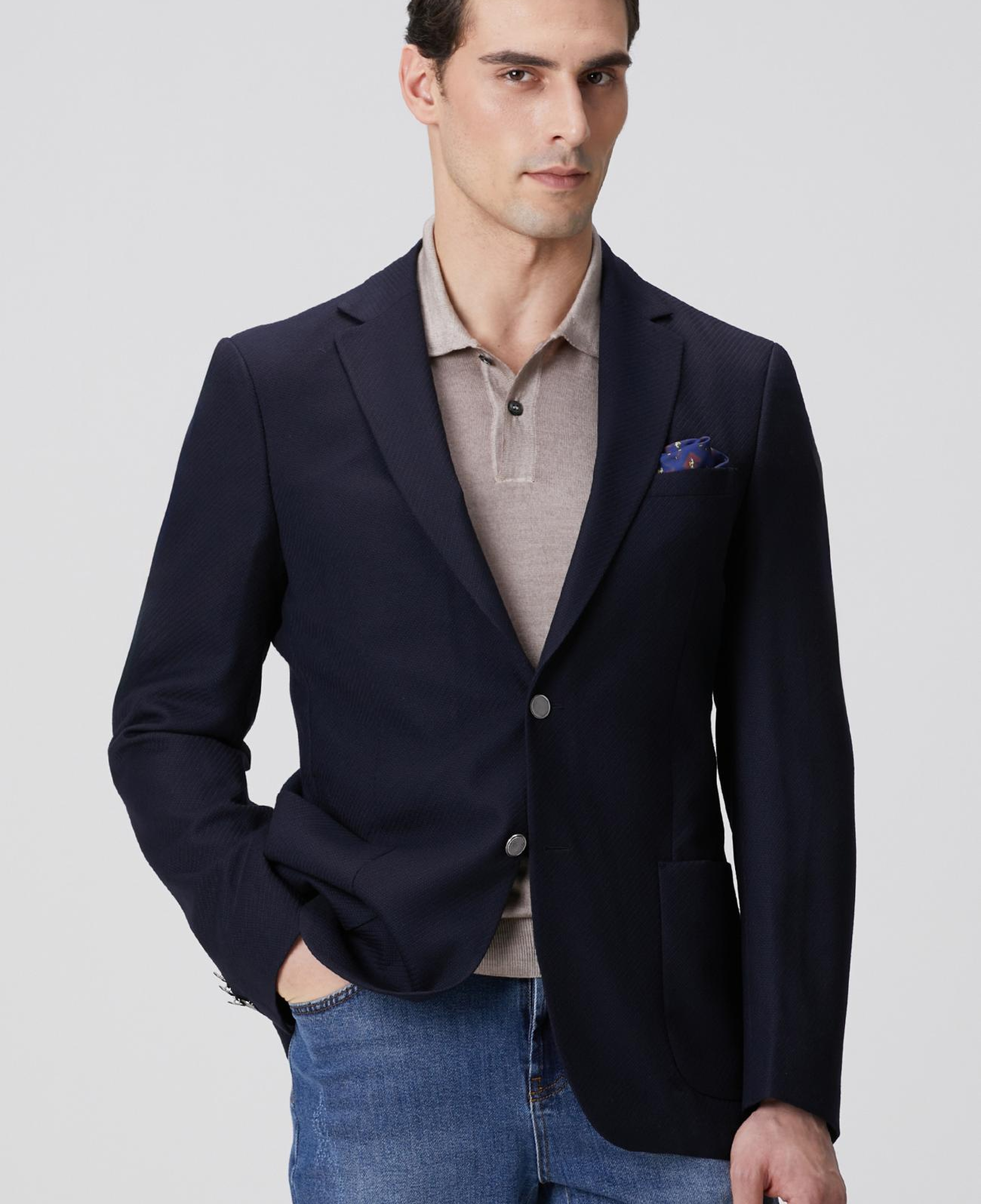 Network Erkek Lacivert Metal Düğmeli Yün Mix Blazer Ceket