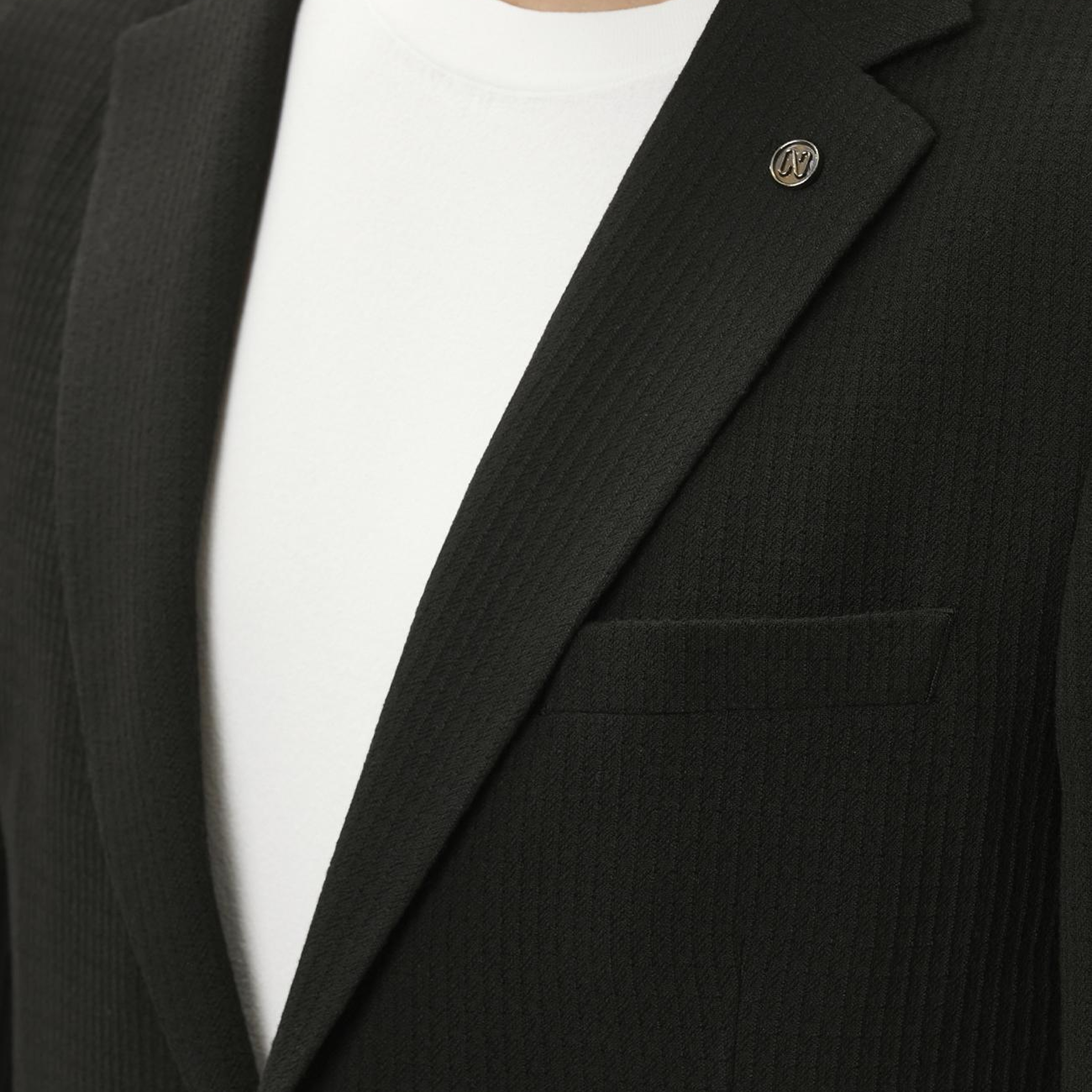 Network Erkek Slim Fit Siyah Mono Yaka Gofreli Örme Ceket