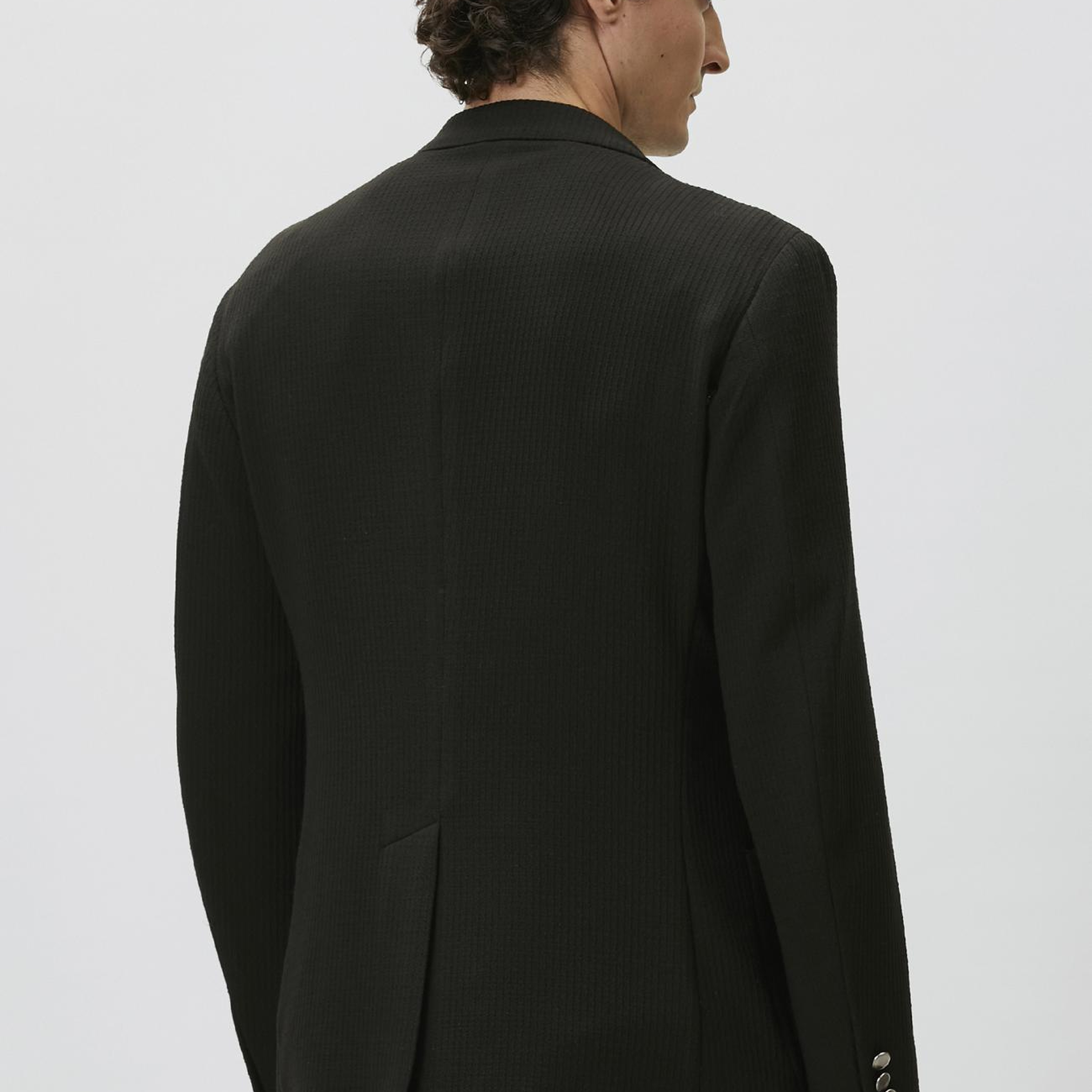 Network Erkek Slim Fit Siyah Mono Yaka Gofreli Örme Ceket